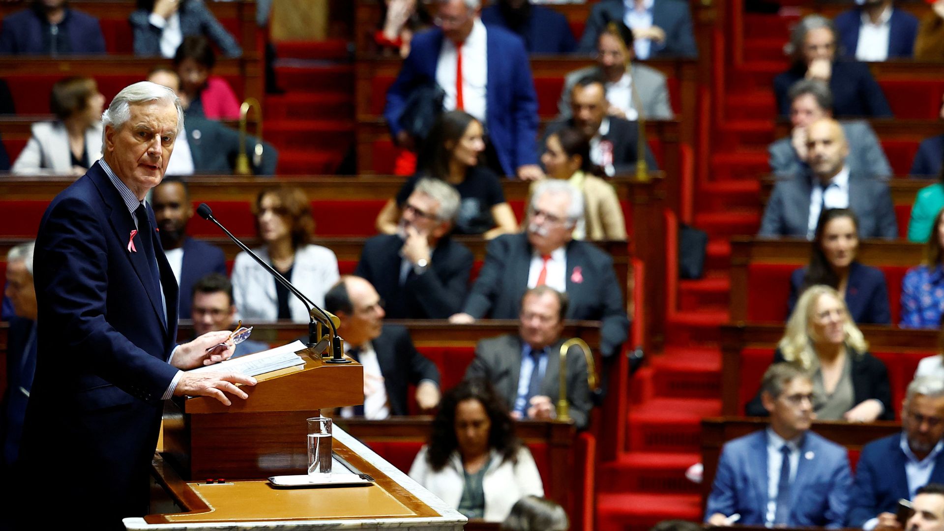 French PM Michel Barnier delivers his general policy speech at the National Assembly in Paris. /Sarah Meyssonnier/Reuters