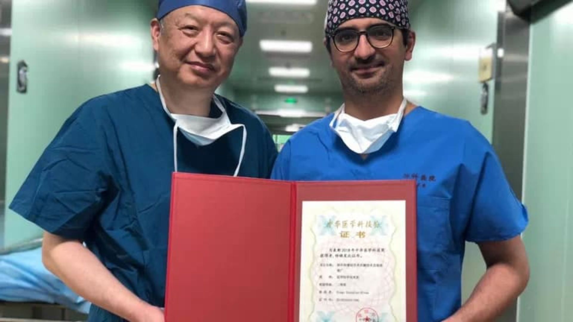 Dr. Diego Gonzalez Rivas receives the highest medical award in China. /Handout