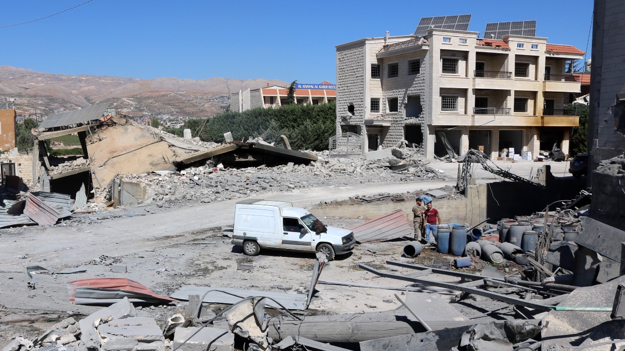 Destruction of an Israeli overnight airstrike that targeted a house in the town of Ablah in Lebanon's Bekaa valley. /Hassan Jarrah/AFP