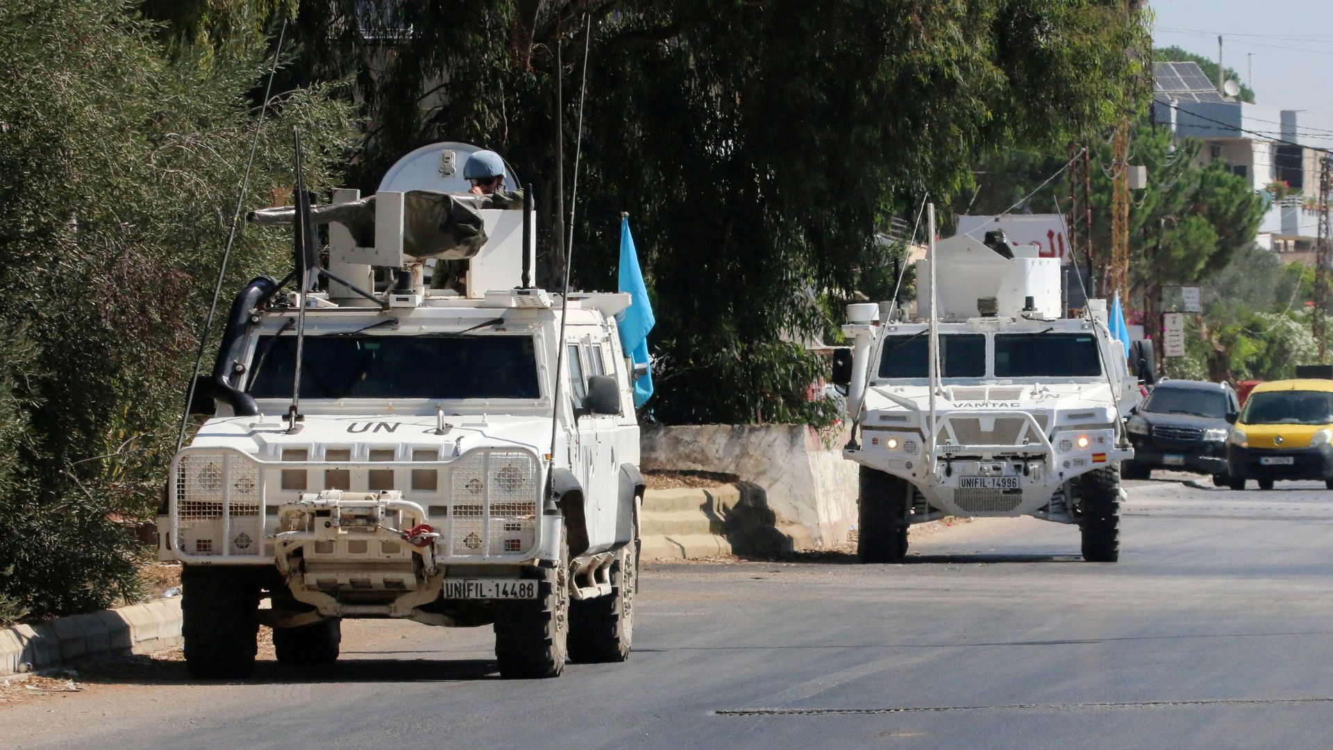 UNIFIL vehicles in Marjayoun, near the border, in southern Lebanon. /Karamallah Daher/Reuters