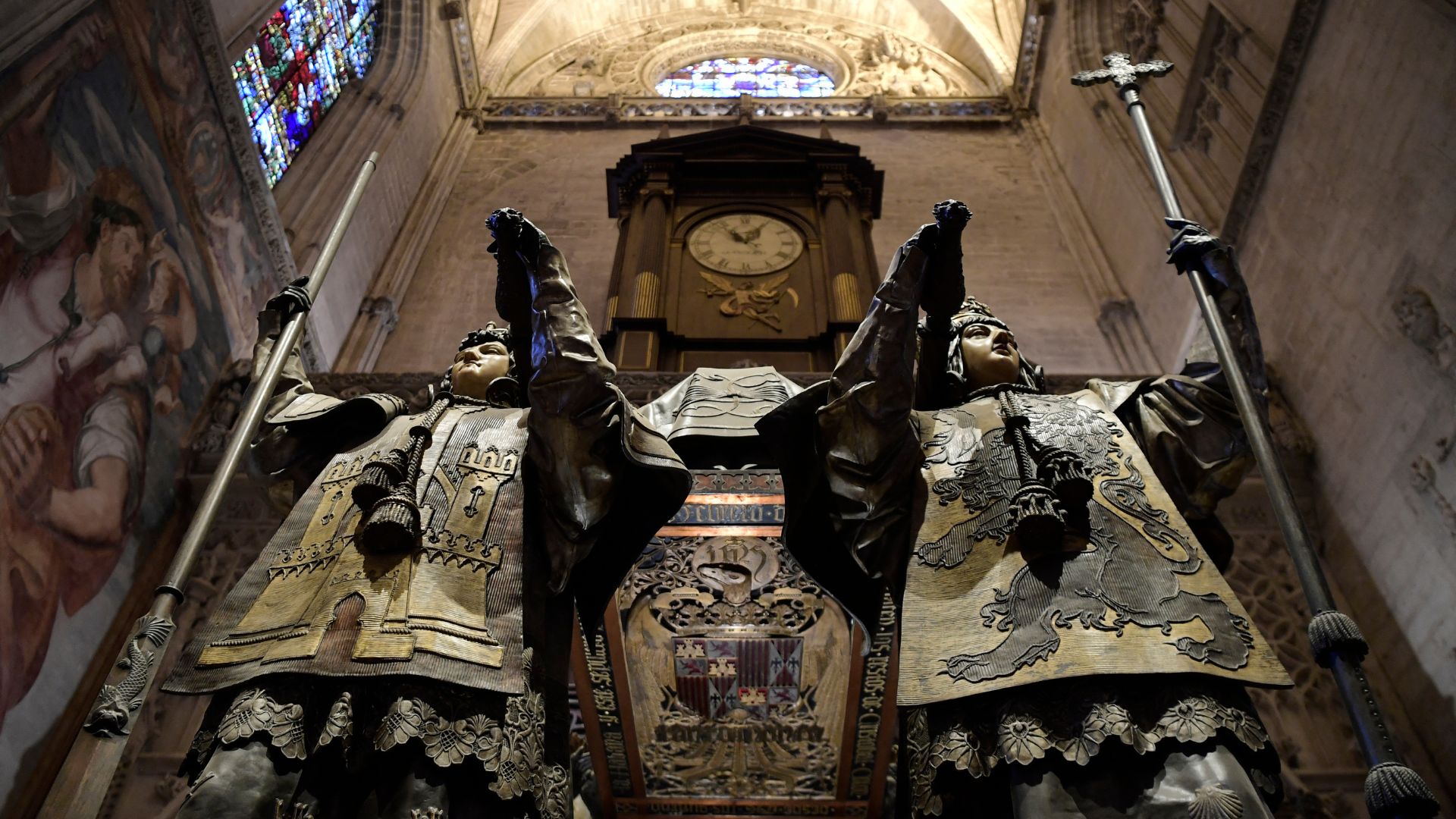 The tomb of Christopher Columbus at the Cathedral of Seville. /Cristina Quicler/AFP