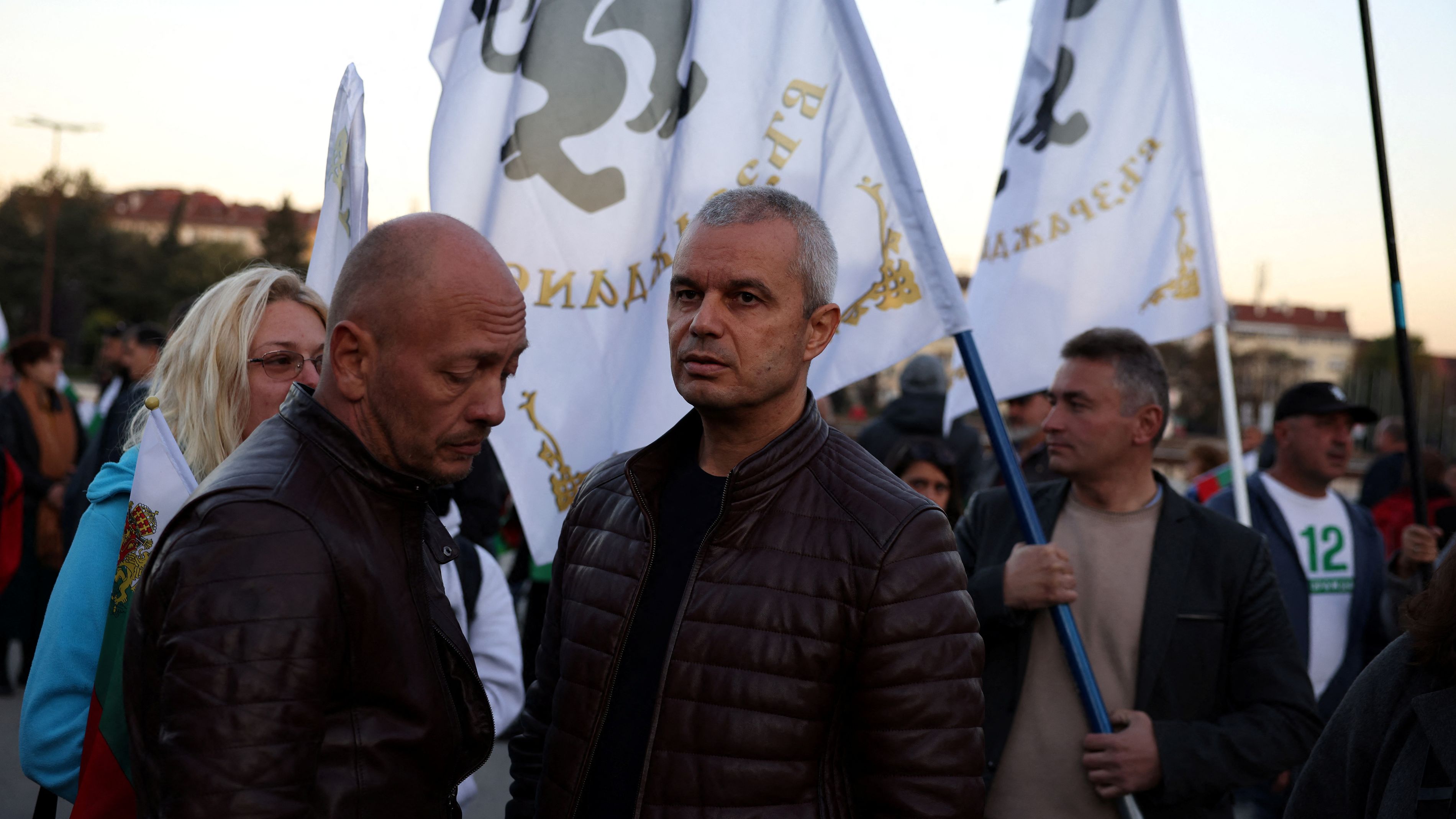 Kostadin Kostadinov, leader of Revival political party, attends a rally in Sofia under the slogan 'Give Peace a Chance'. /Stoyan Nenov/Reuters