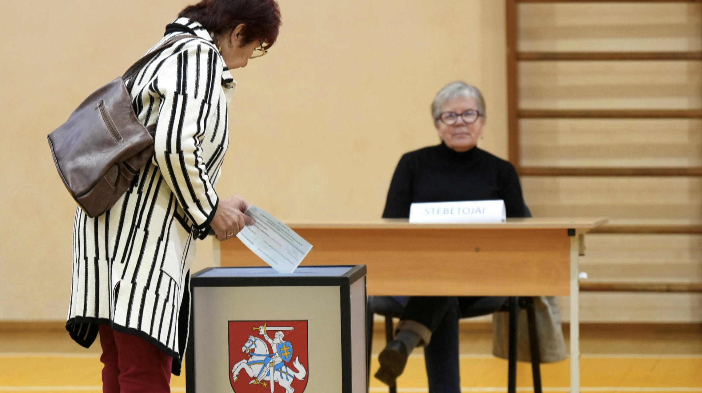 A woman casts her vote during the second round of the general election in Pasvalis, Lithuania. /Ints Kalnins/Reuters