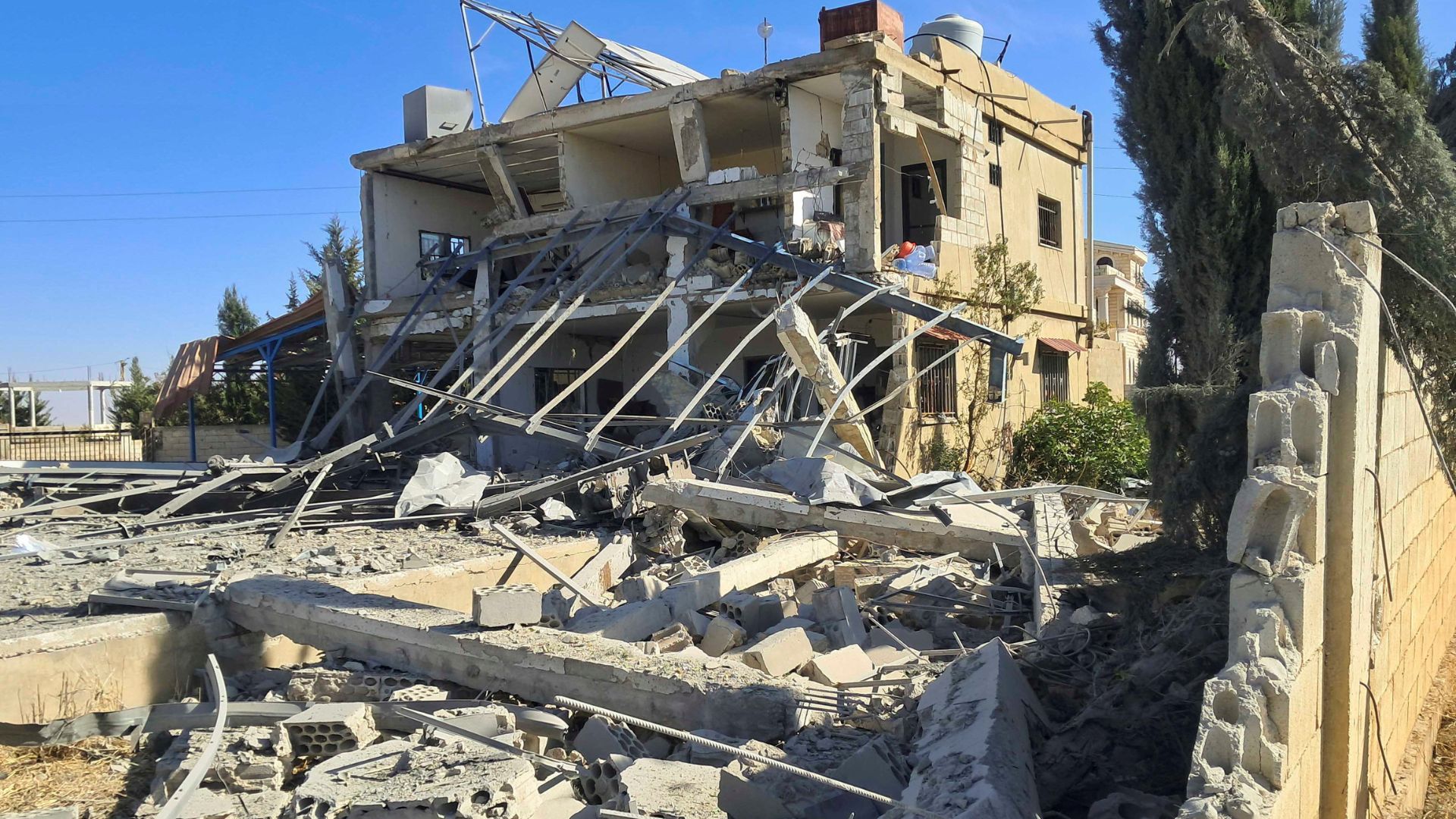 A site damaged in the aftermath of Israeli strike in the town of al-Alaq west of Baalbek, in Lebanon's Bekaa Valley. /Maher Abou Taleb/Reuters
