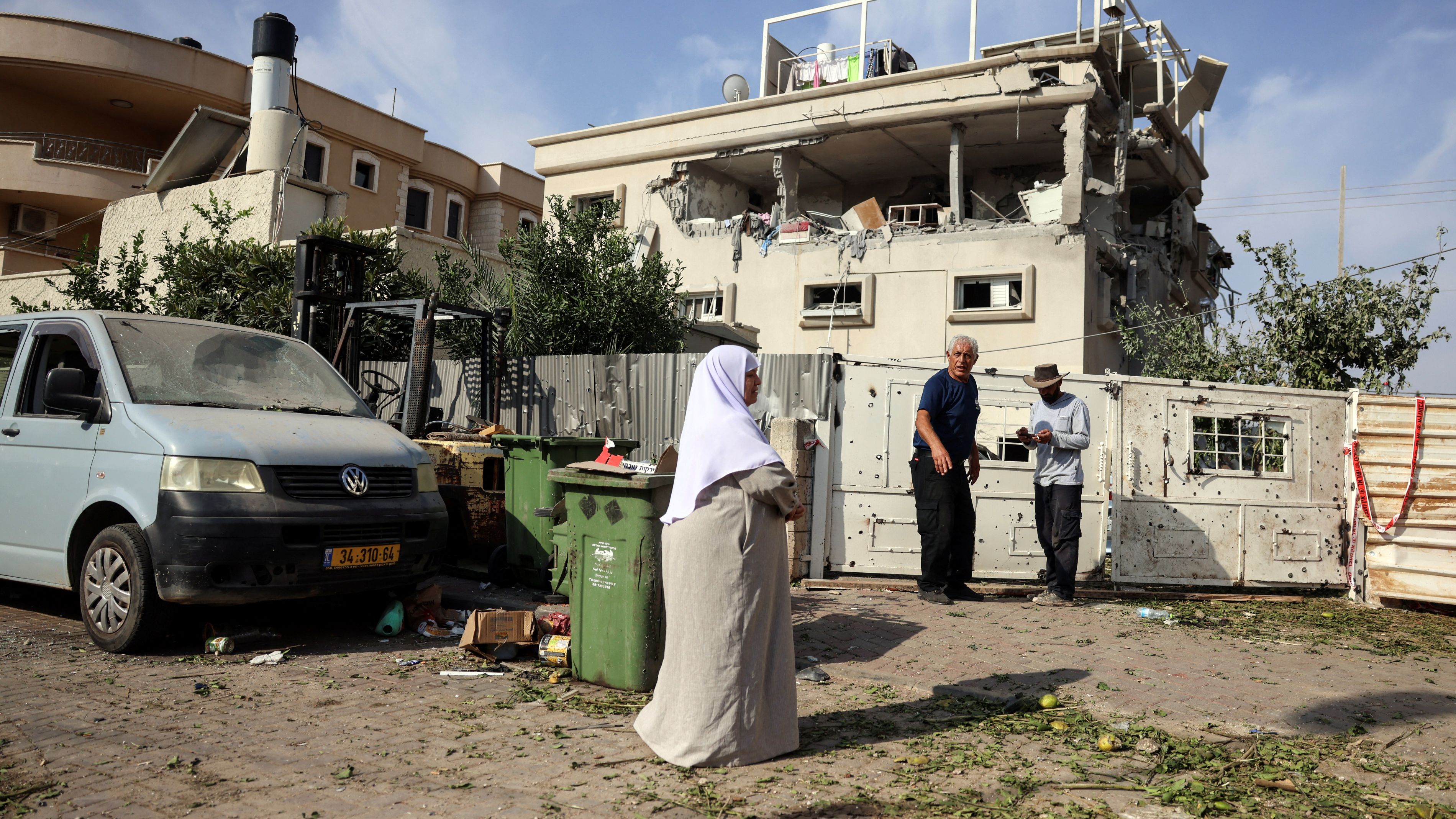 Israel's town of Tira was hit after a projectile attack from Lebanon. /Moti Milrod/Reuters 