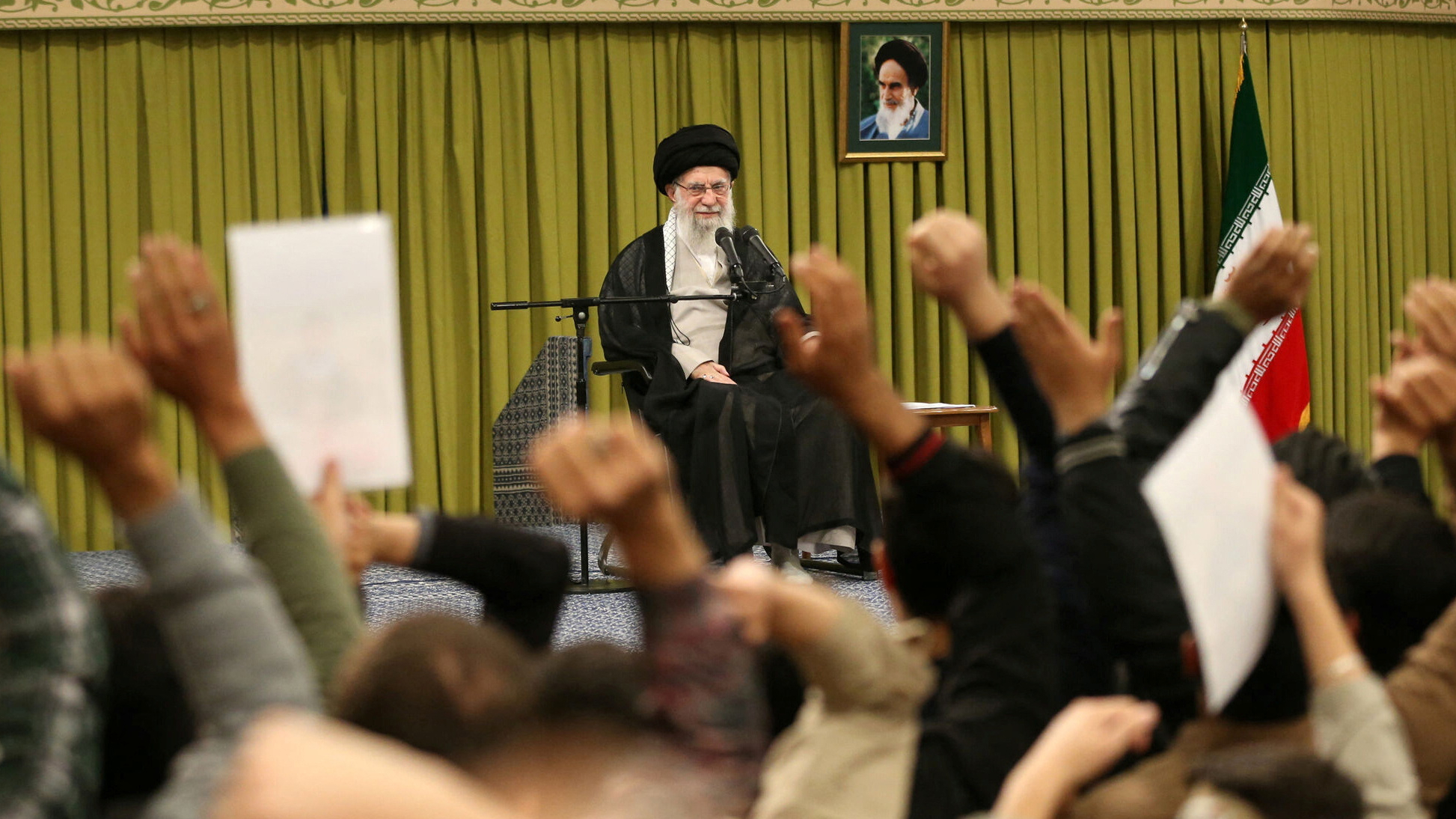 Iran's Supreme Leader Ayatollah Ali Khamenei speaks during a meeting with students in Tehran./ West Asia News Agency/Reuters