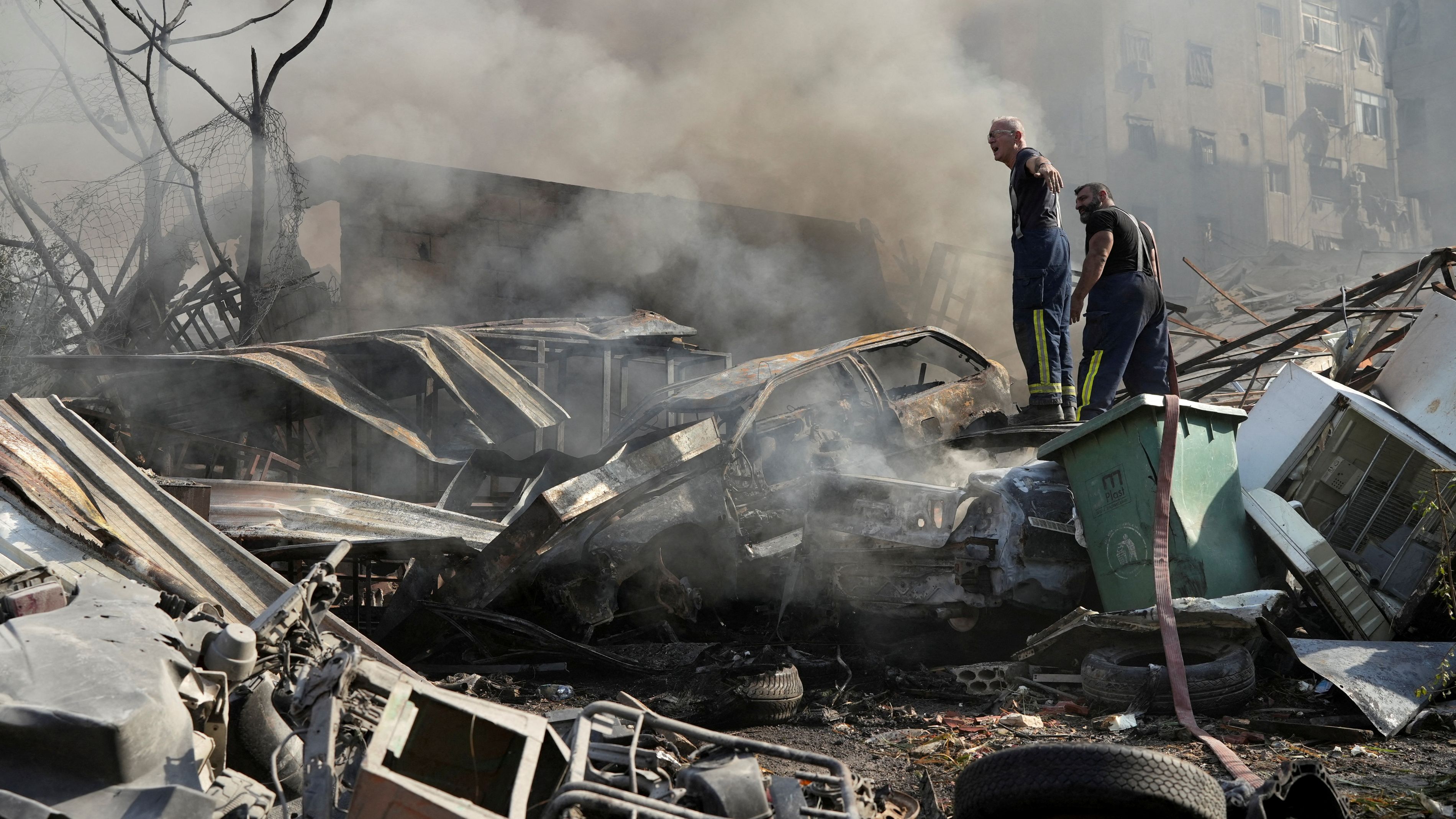 A site damaged following Israeli strikes on Beirut's southern suburbs. /Mohammed Yassin/Reuters