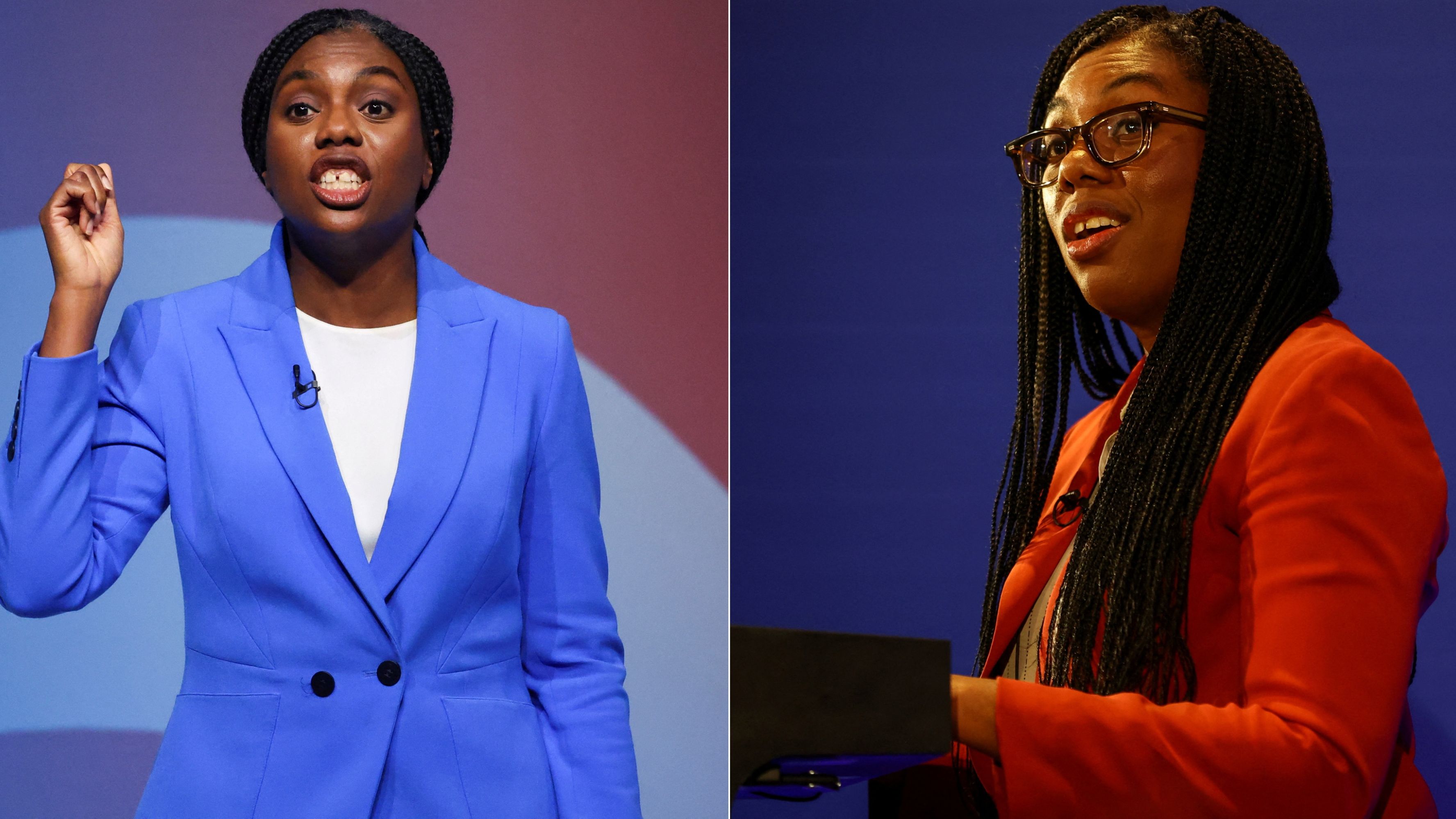 Kemi Badenoch is desperate to reverse the fortunes of the UK's Conservative Party. /Toby Melville and Carl Recine/Reuters