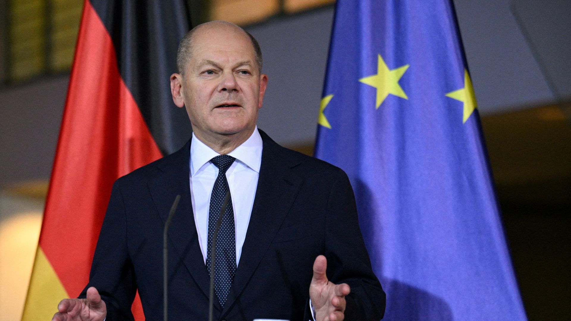 Scholz addresses a media briefing at the Chancellery after sacking Lindner. /Annegret Hilse/Reuters
