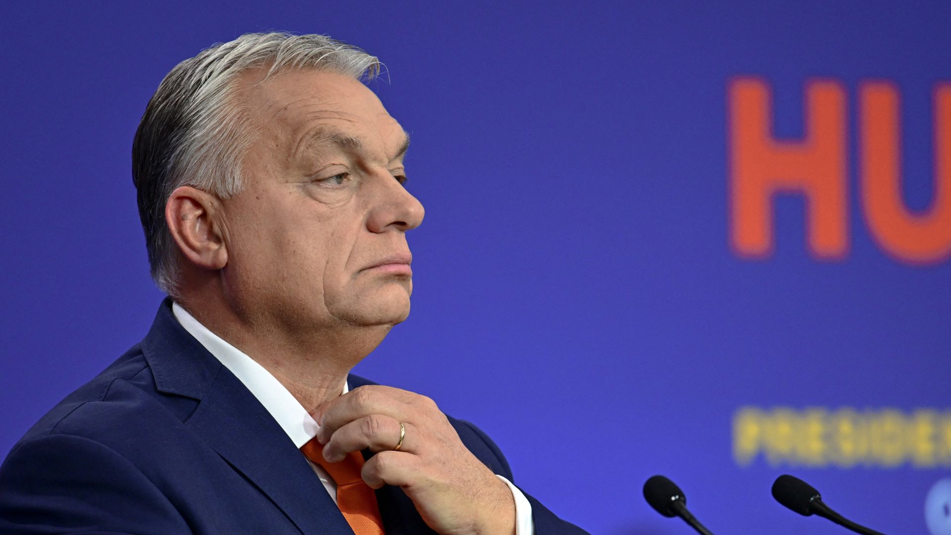 Hungarian PM Viktor Orban at a press conference during the informal EU Summit. /Marton Monus/Reuters