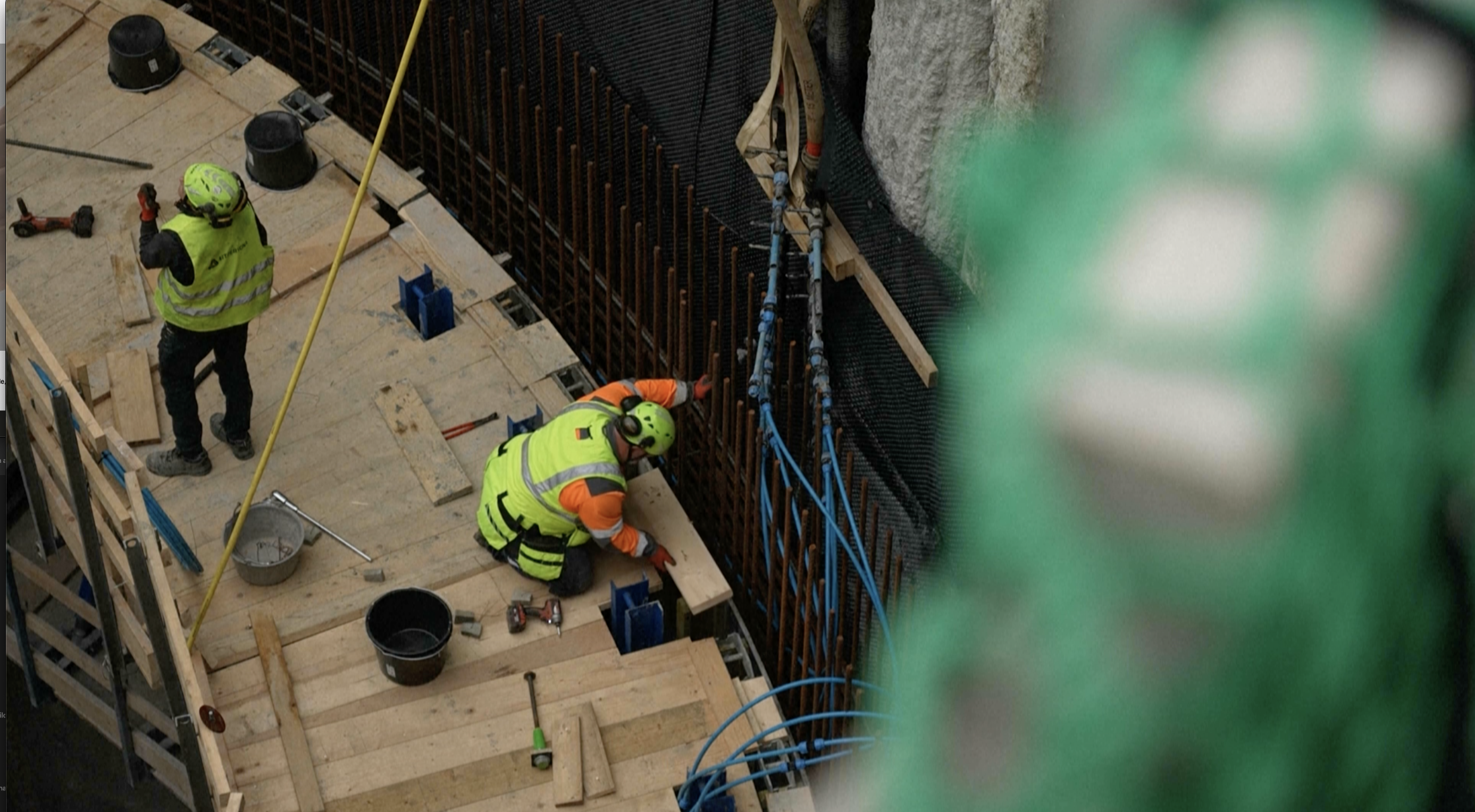 Workers are seen during construction of the tunnel. /AP