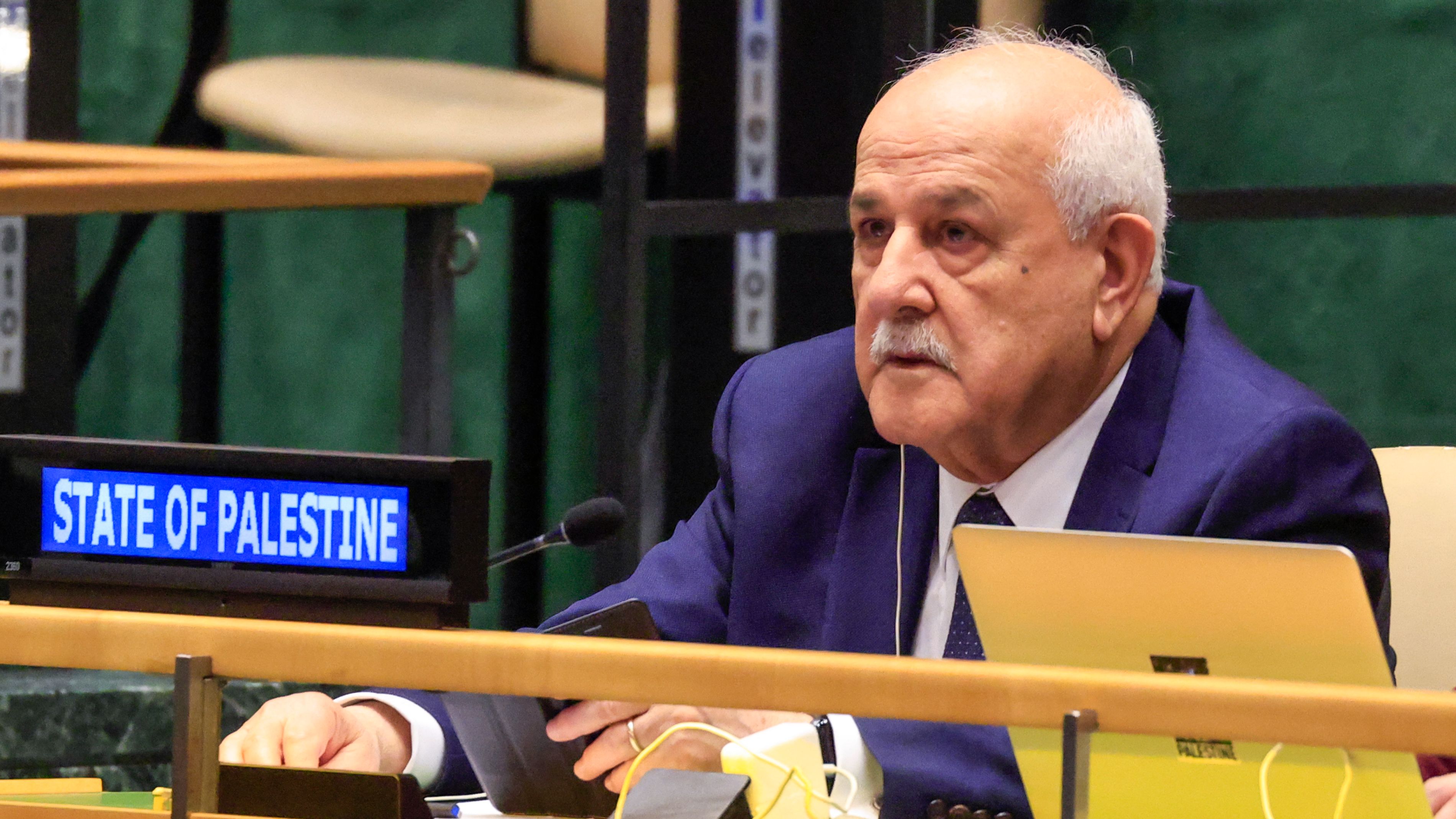 Palestinian UN Representative Riyad Mansour attended the General Assembly again in New York./ Kena Betancur/AFP