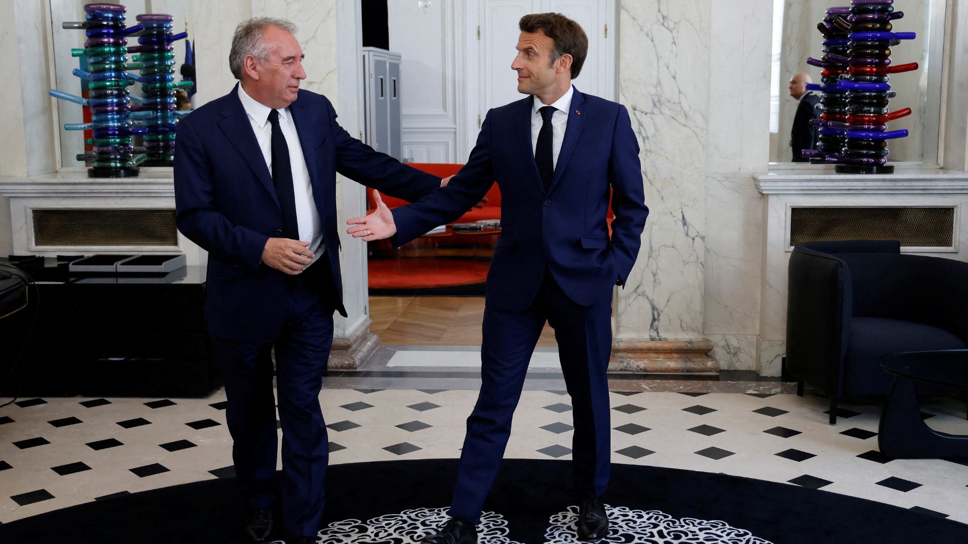 We meet again: Francois Bayrou pictured with Emmanuel Macron at the presidential Elysee Palace in 2022. /Ludovic Marin/Reuters