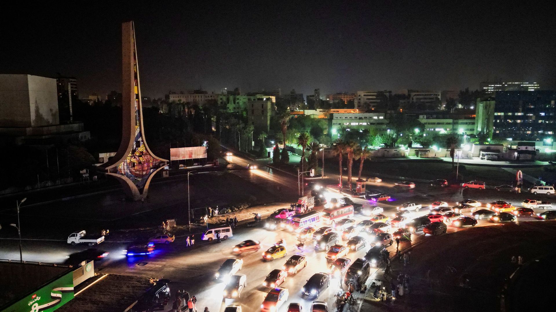 A drone view shows Damascus city at night in Damascus on December 16. /Yosri AlJamal/Reuters