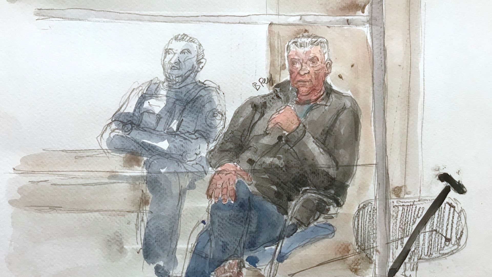 Court sketch shows defendant Dominique Pelicot during his trial. /Benoit Peyrucq/AFP