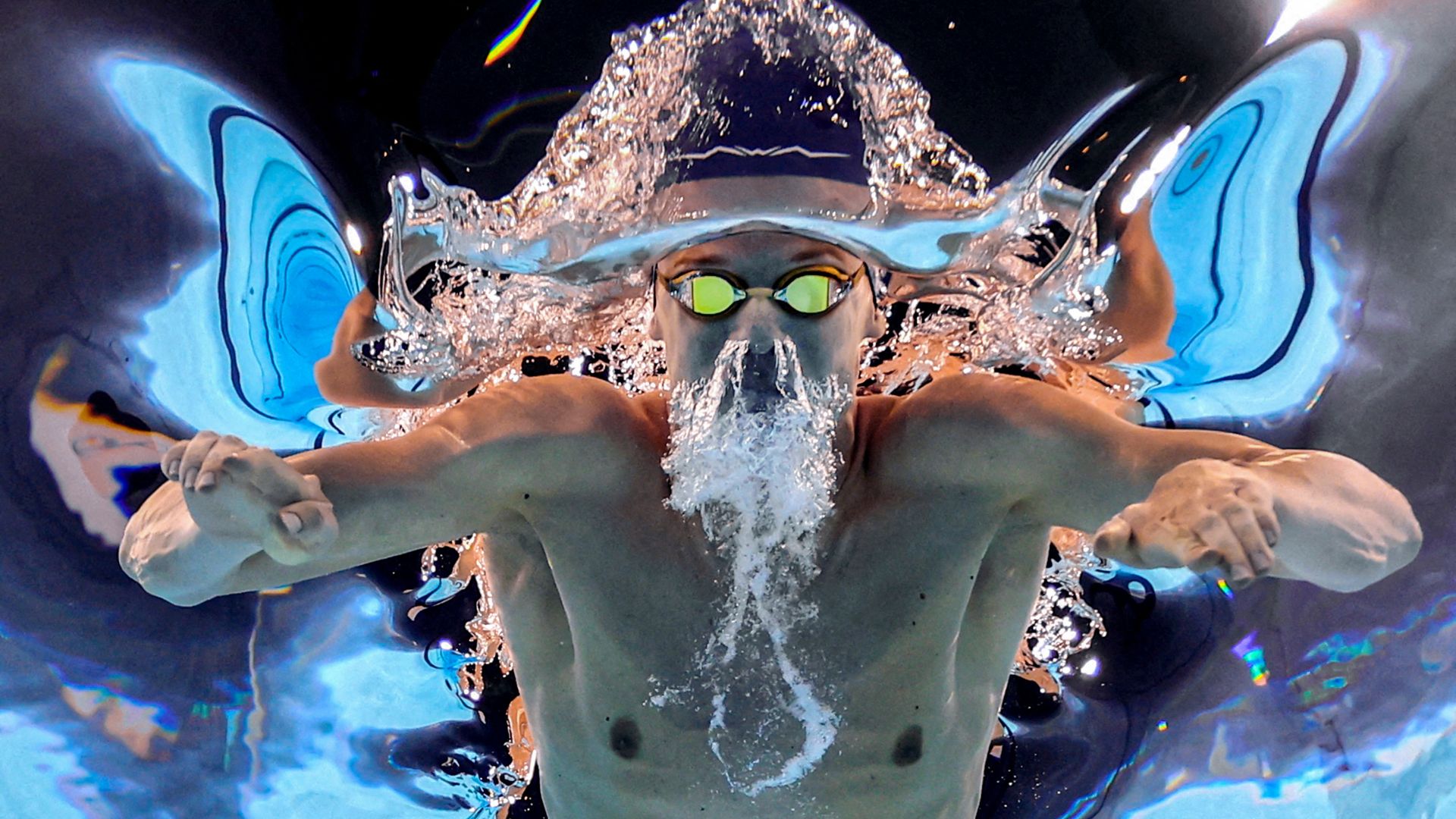 Marchand in the men's 200m individual medley swimming final. /Marko Djurica/Reuters