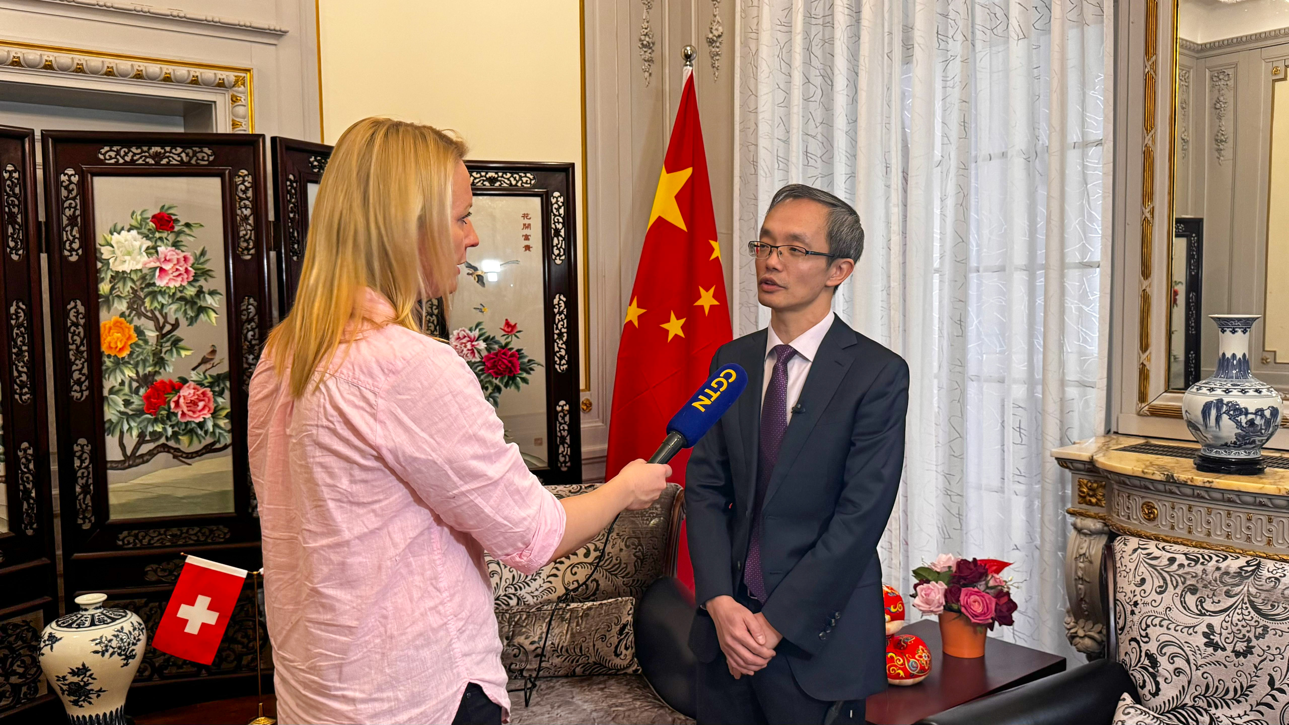 Mao Jun, Charge D'Affaires of the Chinese Embassy, revealed his hopes for relations between the two countries. /CGTN Europe 