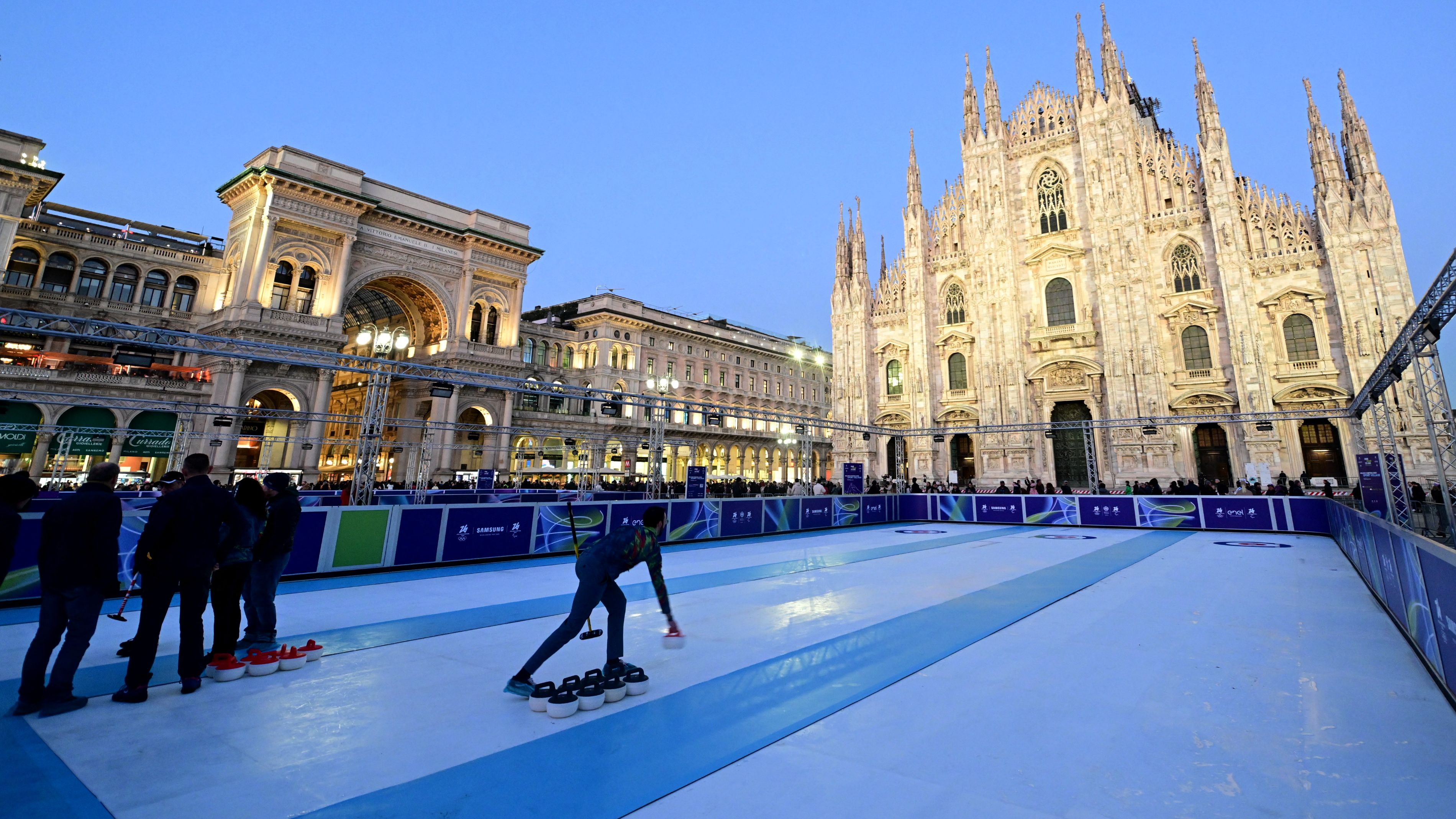 Milano Cortina 2026 Sport Village has just been inaugurated in Piazza Duomo in Milan with one year to go./ Daniele Mascolo/Reuters