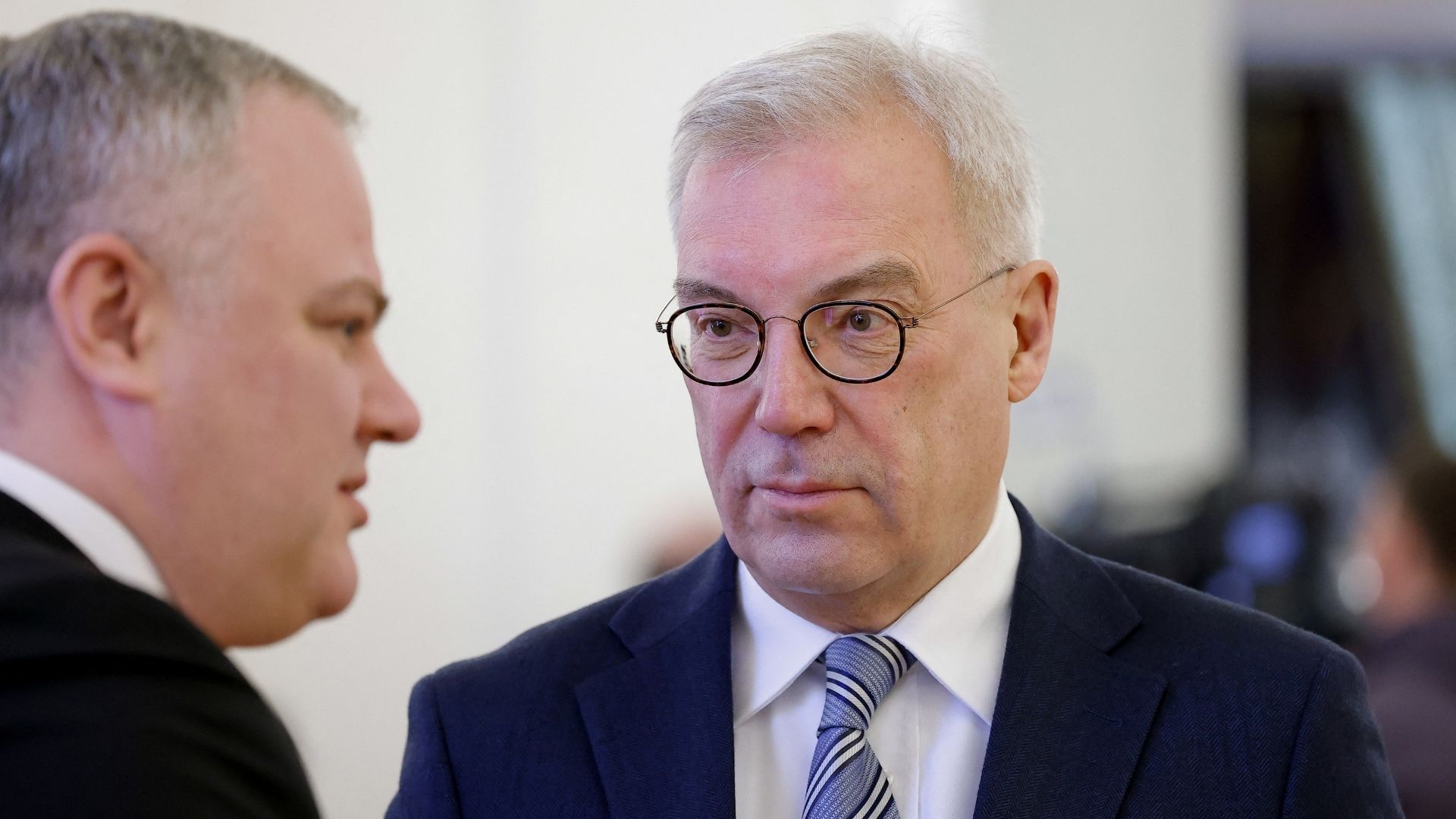Russia's Deputy Foreign Minister Alexander Grushko (R) insists any treaty must meet Moscow's expectations. /Maxim Shemetov/Reuters