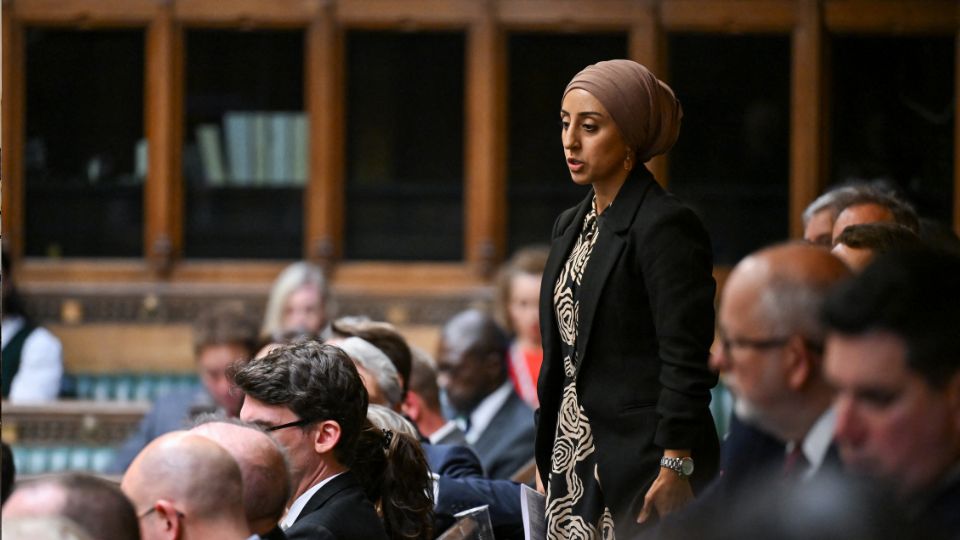 MP Abtisam Mohamed speaks in the UK parliament on the one-year annibersary of Hamas' October 7 attack. /UK Parliament/Handout