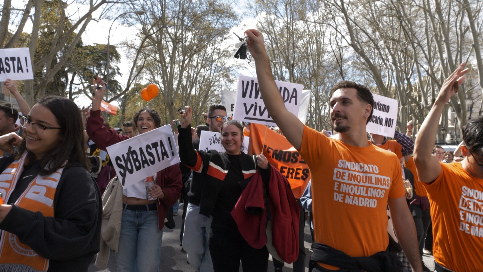 Street protests calling on Madrid's authorities to address the housing crisis. /CGTN