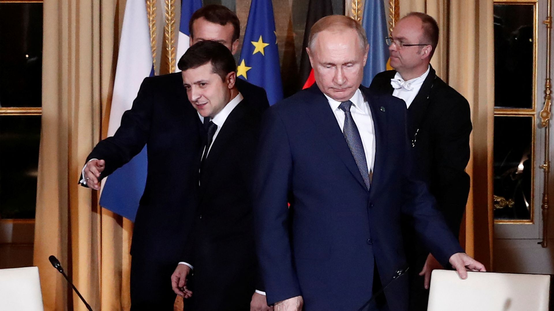 Zelenskyy and Putin last met in December 2019 at the Elysee Palace in Paris. /Ian Langsdon/Pool 