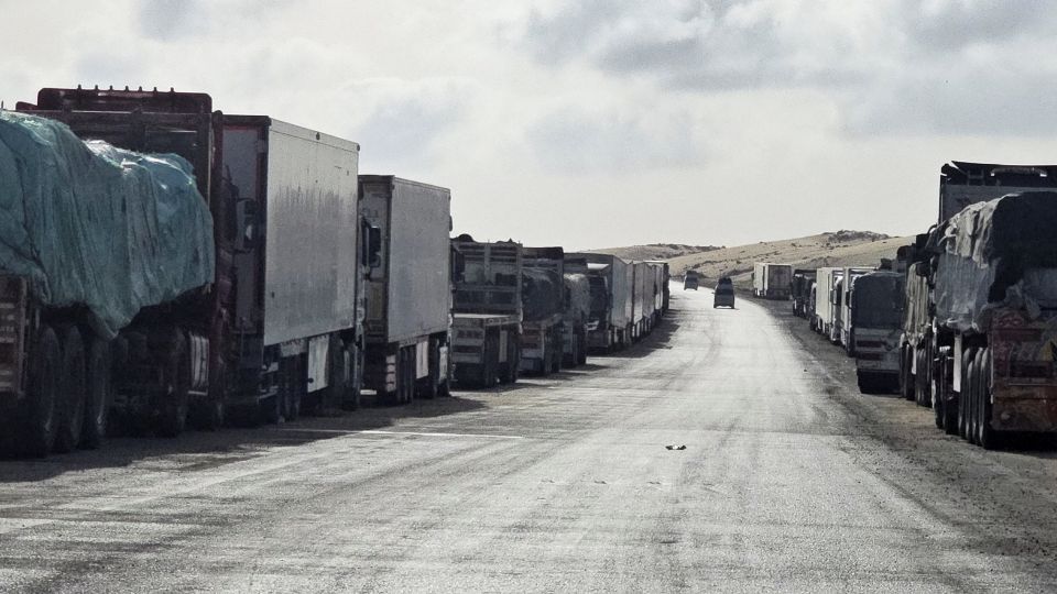 Trucks loaded with humanitarian aid for Gaza continue to wait in Al Arish to enter through the borders, in the North Sinai city of Al Arish, Egypt, on May 19. /Reuters stringer