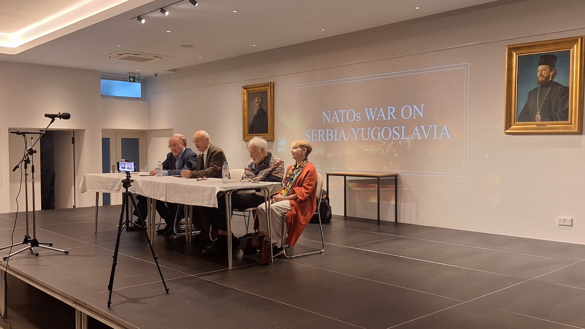 From left to right: Laurie Mayer (hidden), Marko Gasic, Michael Stenton, Misha Gavrilovic and Kate Hudson on May 24. /CGTN