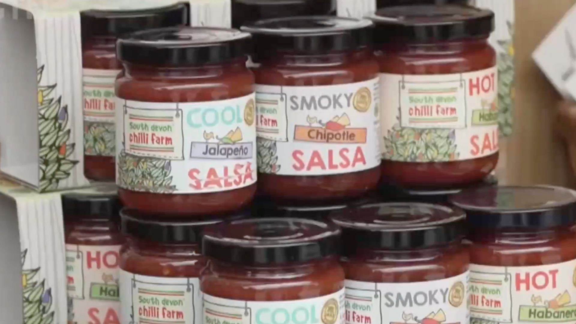 South Devon Chilli Farm's popular salsa on display at Plymouth's Flavour Fest. /CGTN