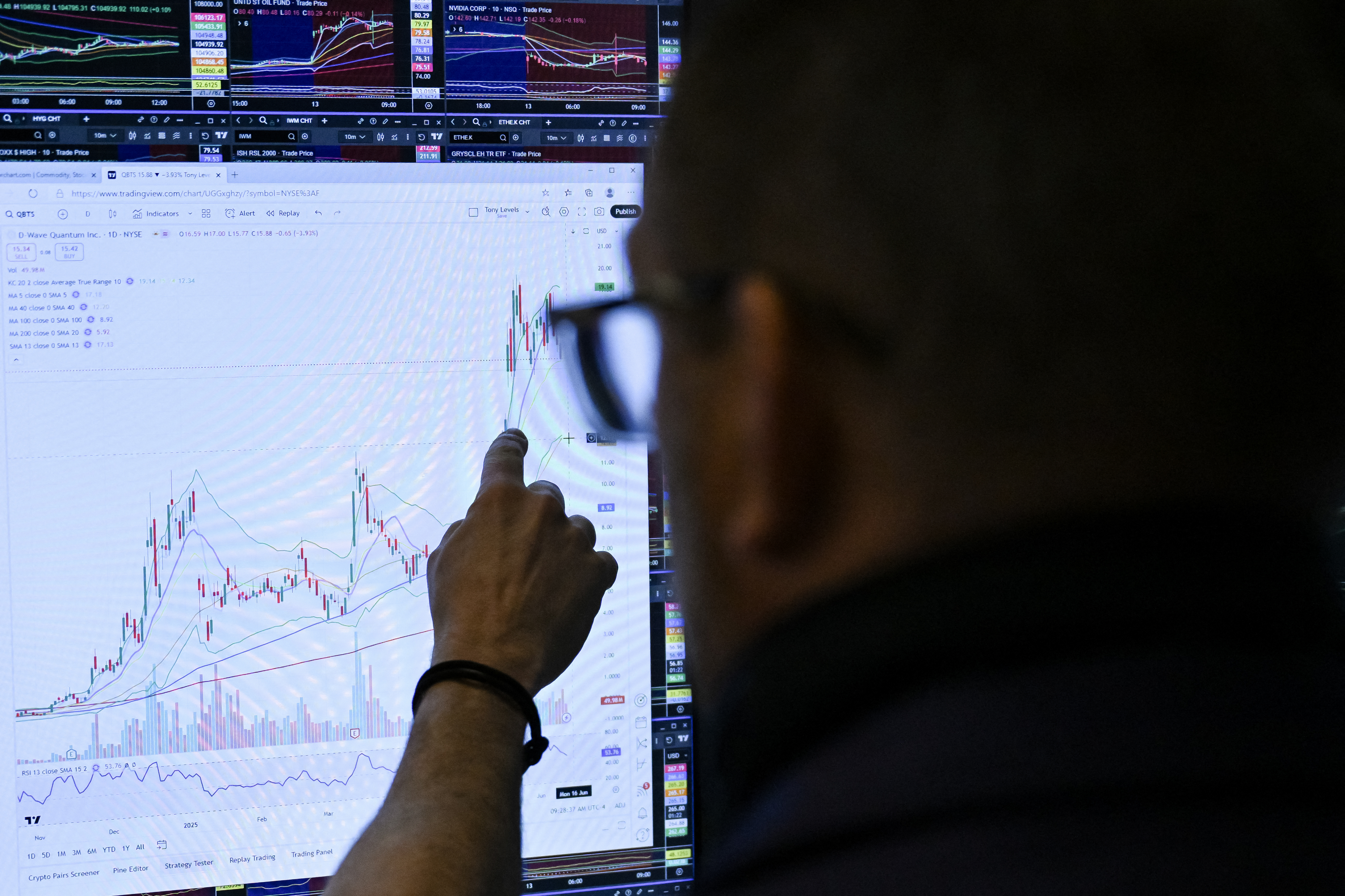 Traders work on the floor of the New York Stock Exchange (NYSE) at the opening bell on June 13, 2025, in New York City. Oil prices soared and stocks sank Friday after Israel launched strikes on nuclear and military sites in Iran, stoking fears of a full-blown war. (AFP)