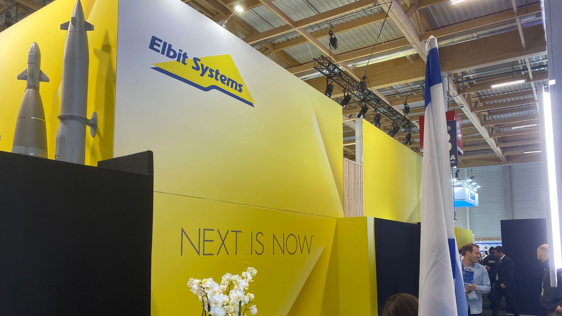 Closed Elbit Systems stand. /CGTN