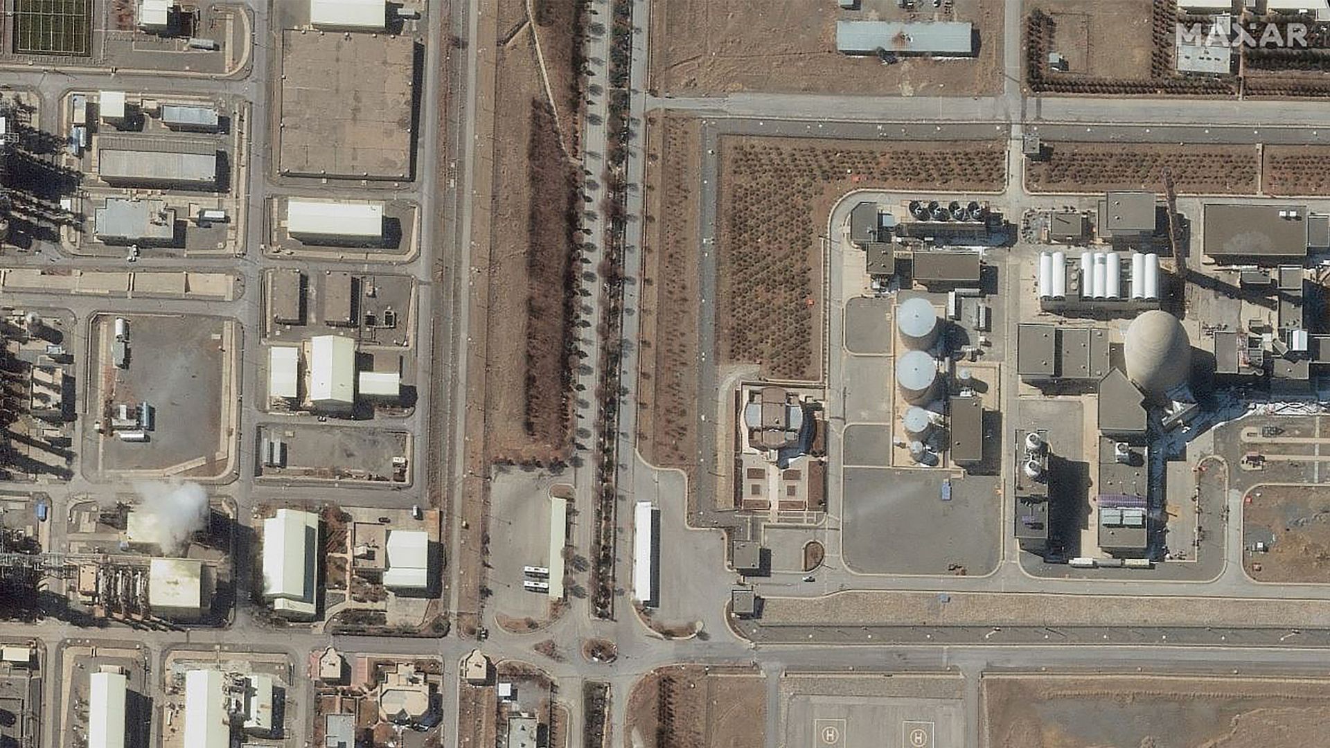 This handout satellite image provided by Maxar Technologies and taken on February 15, 2025 shows the Arak heavy-water research reactor on the outskirts of the Iranian village of Khondab. /Maxar Technologies/AFP
