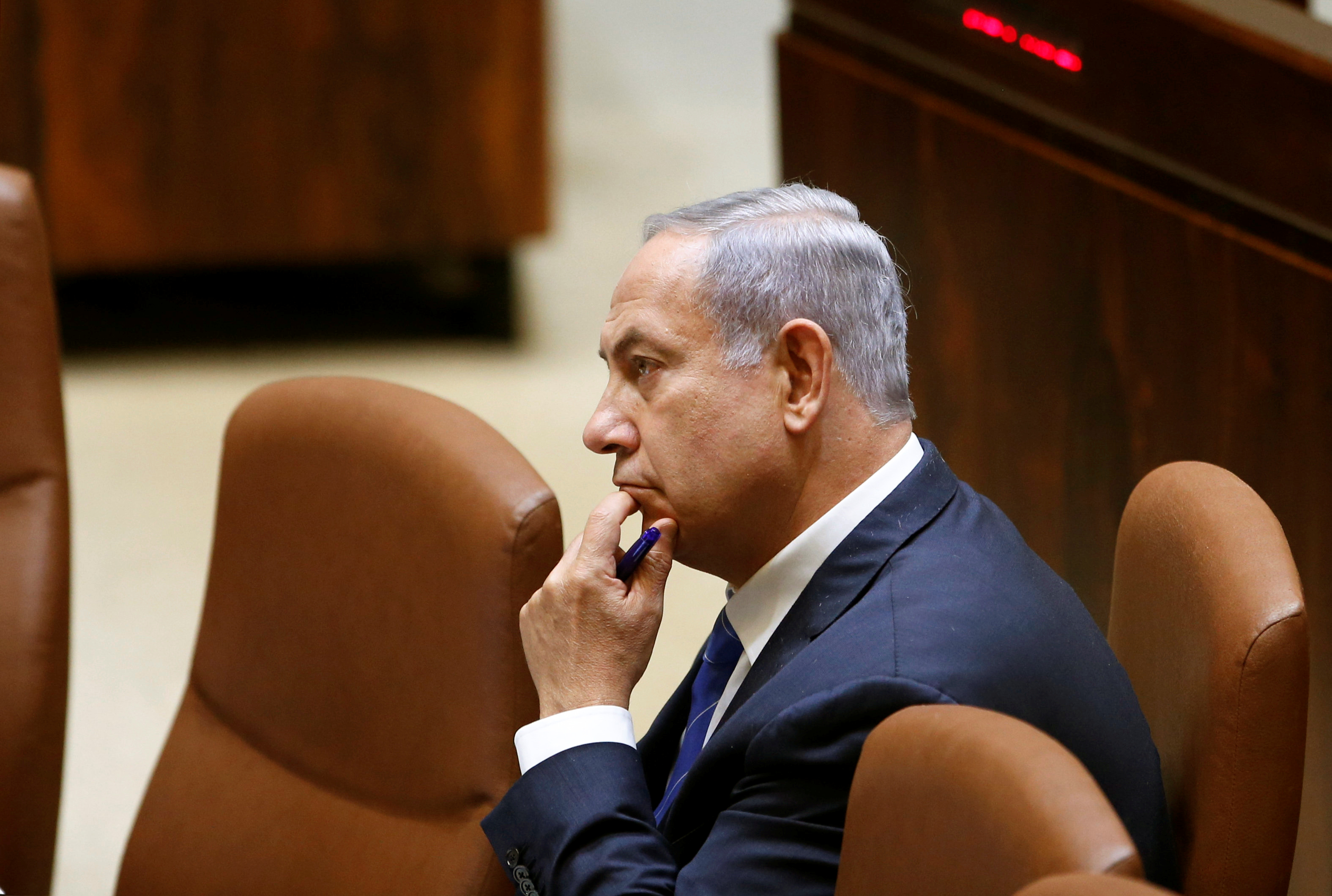 Israeli Prime Minister Benjamin Netanyahu attends a session at the Knesset, the Israeli parliament in Jerusalem REUTERS/Ronen Zvulun