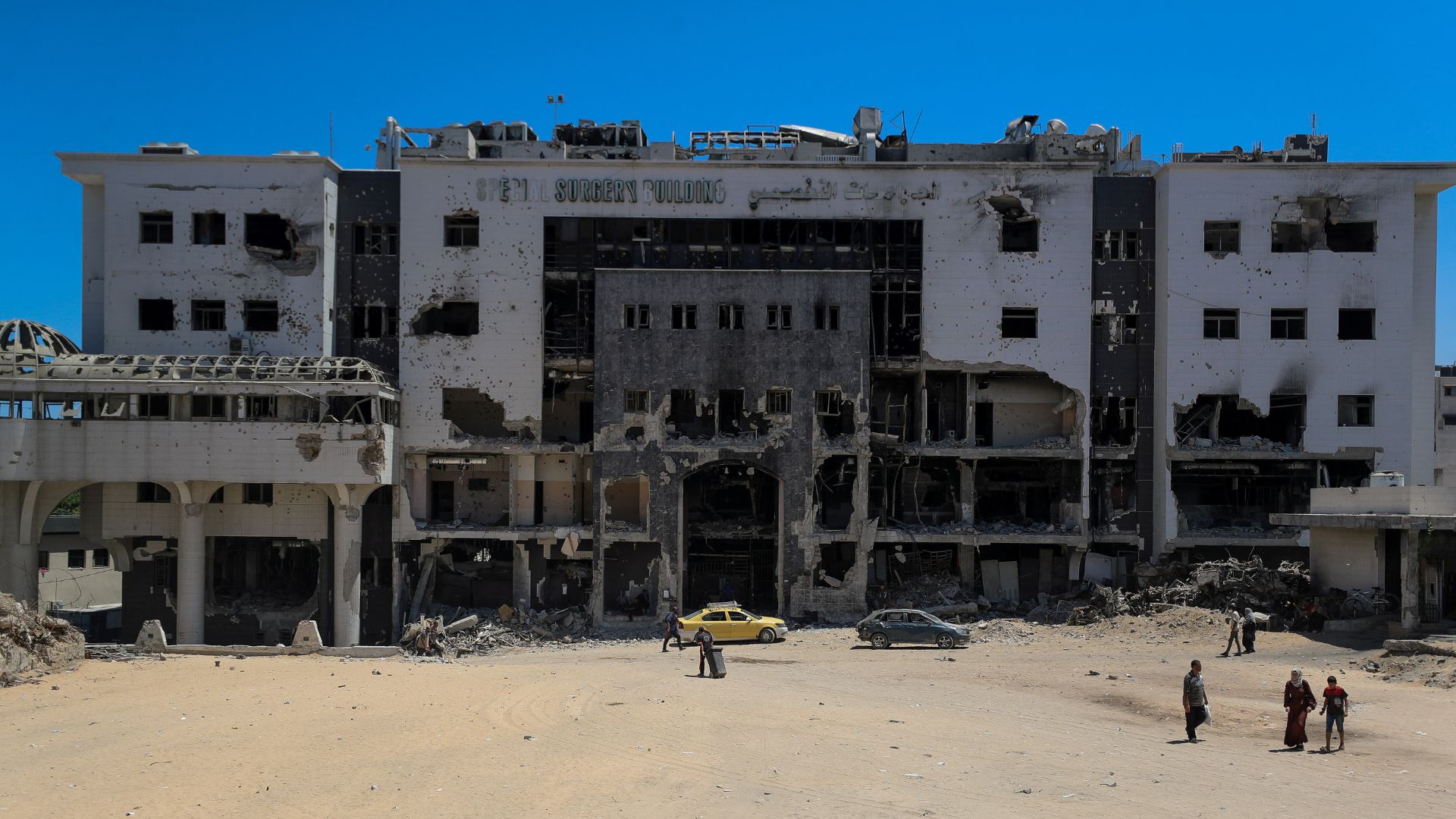 A damaged building at Al-Shifa hospital. /Mahmoud Issa/Reuters