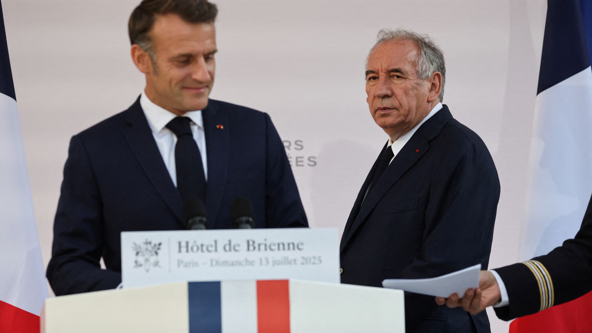 He's behind you: Bayrou was picked by French President Emmanuel Macron after a snap election supposed to help bring 'clarity' to an increasingly fractious political landscape – but how long will Bayrou remain center-stage? /Ludovic Marin/Pool via Reuters