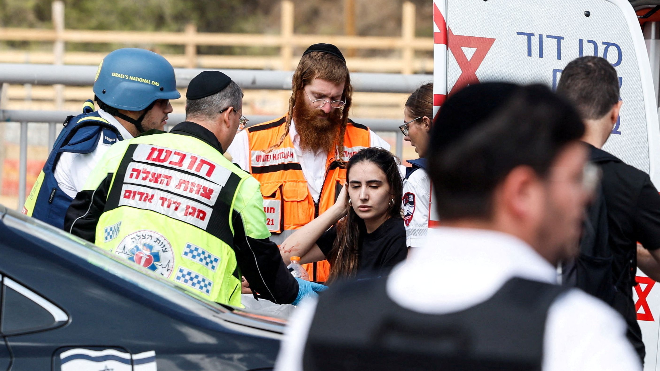 Emergency personnel at the scene of Monday's shooting at the outskirts of Jerusalem. /Oren Ben Hakoon/Reuters