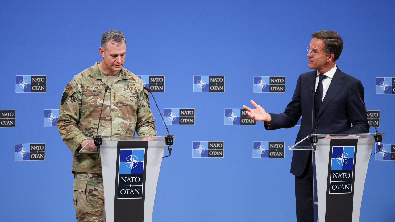 NATO Secretary General Mark Rutte and Supreme Allied Commander Europe Alexus G. Grynkewich attend a press conference at the Alliance headquarters in Brussels, Belgium. /Omar Havana/Reuters