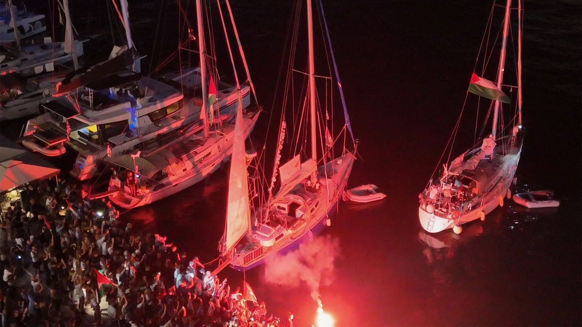 The flotilla set sail from Syros in Greece 10 days ago. /Giorgos Solaris/Reuters