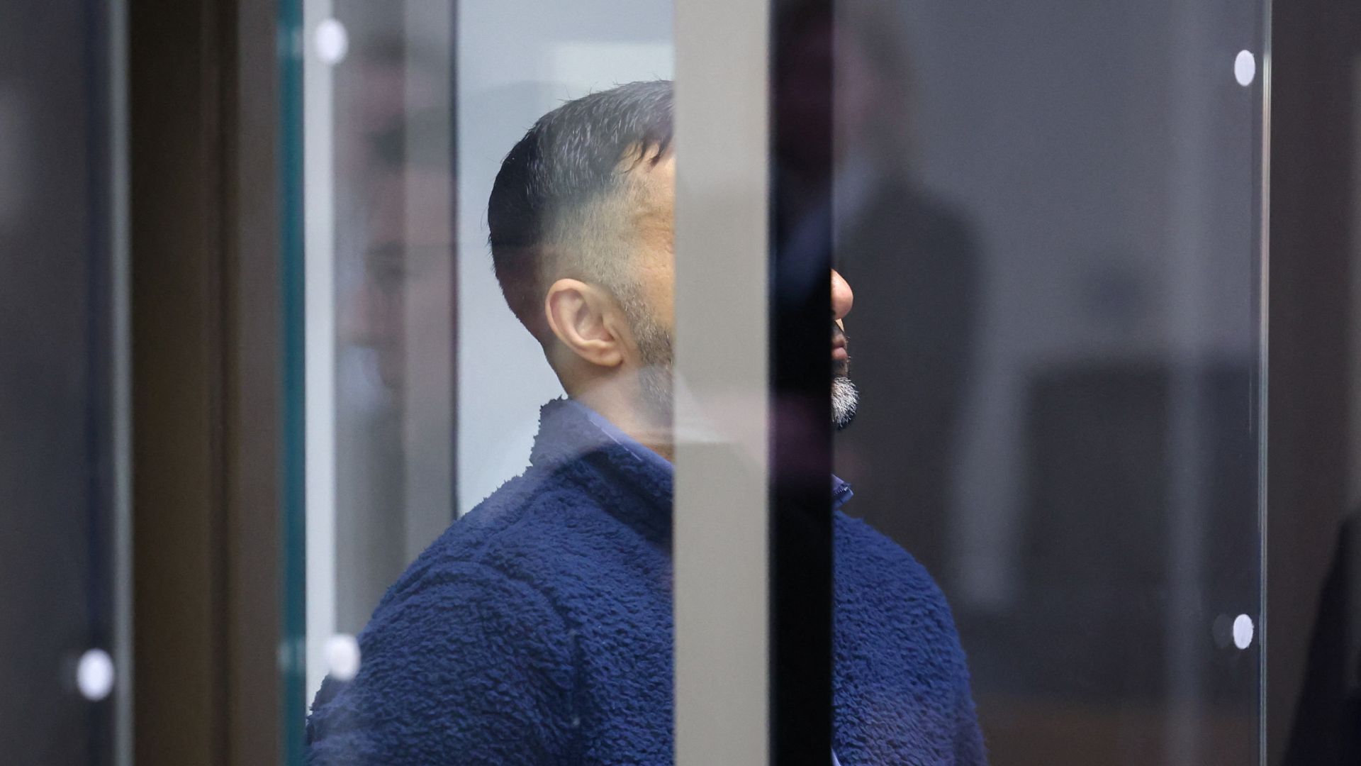 Dutch national Nazih R., one of the defendants accused of acting as a foreign operative for the Hamas militant group in Europe, appears in court, during their trial, in Berlin, on February 25. /Fabrizio Bensch/Pool
