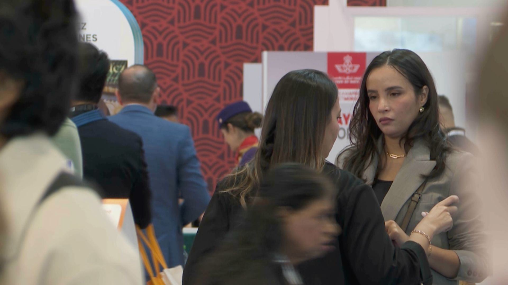 Visitors at the World Travel Market.  /CGTN