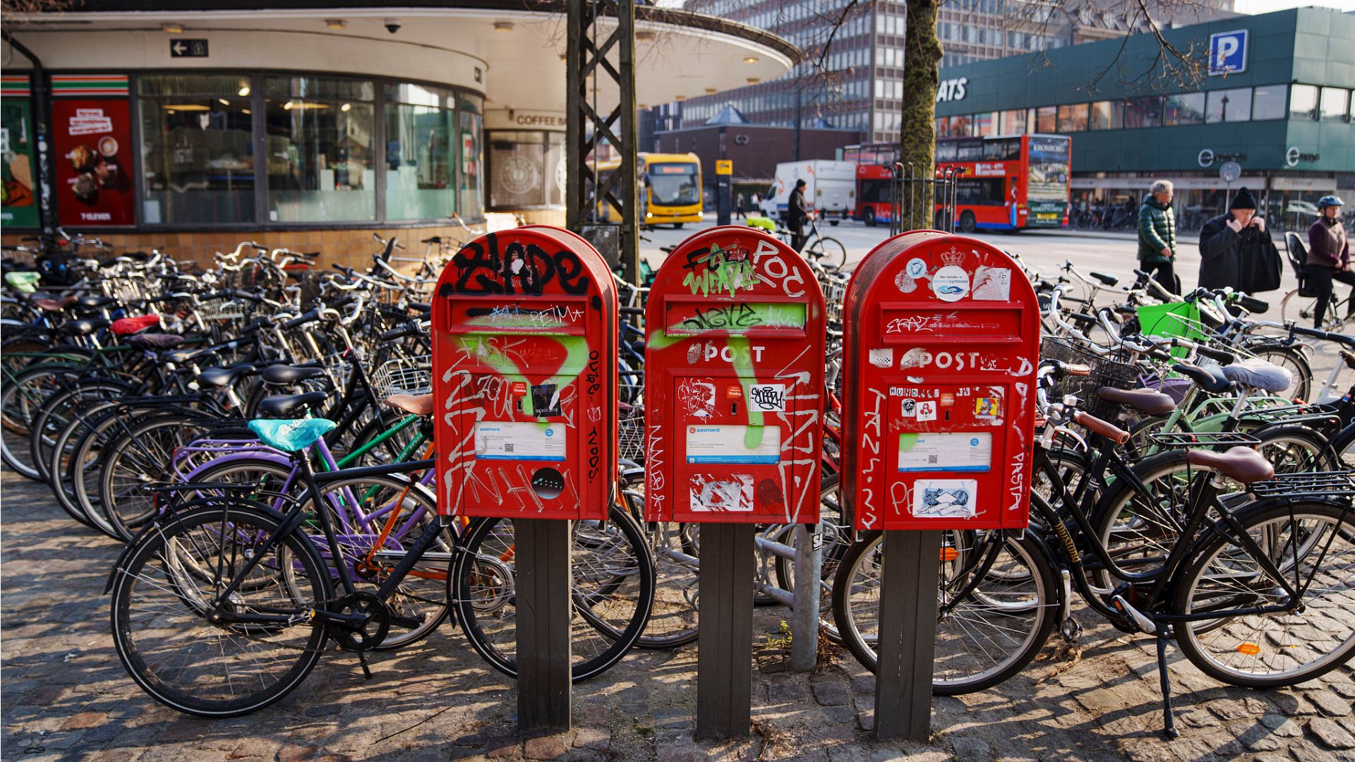 Mailboxes at Vesterport Station in Copenhagen, before their removal. /Xinhua