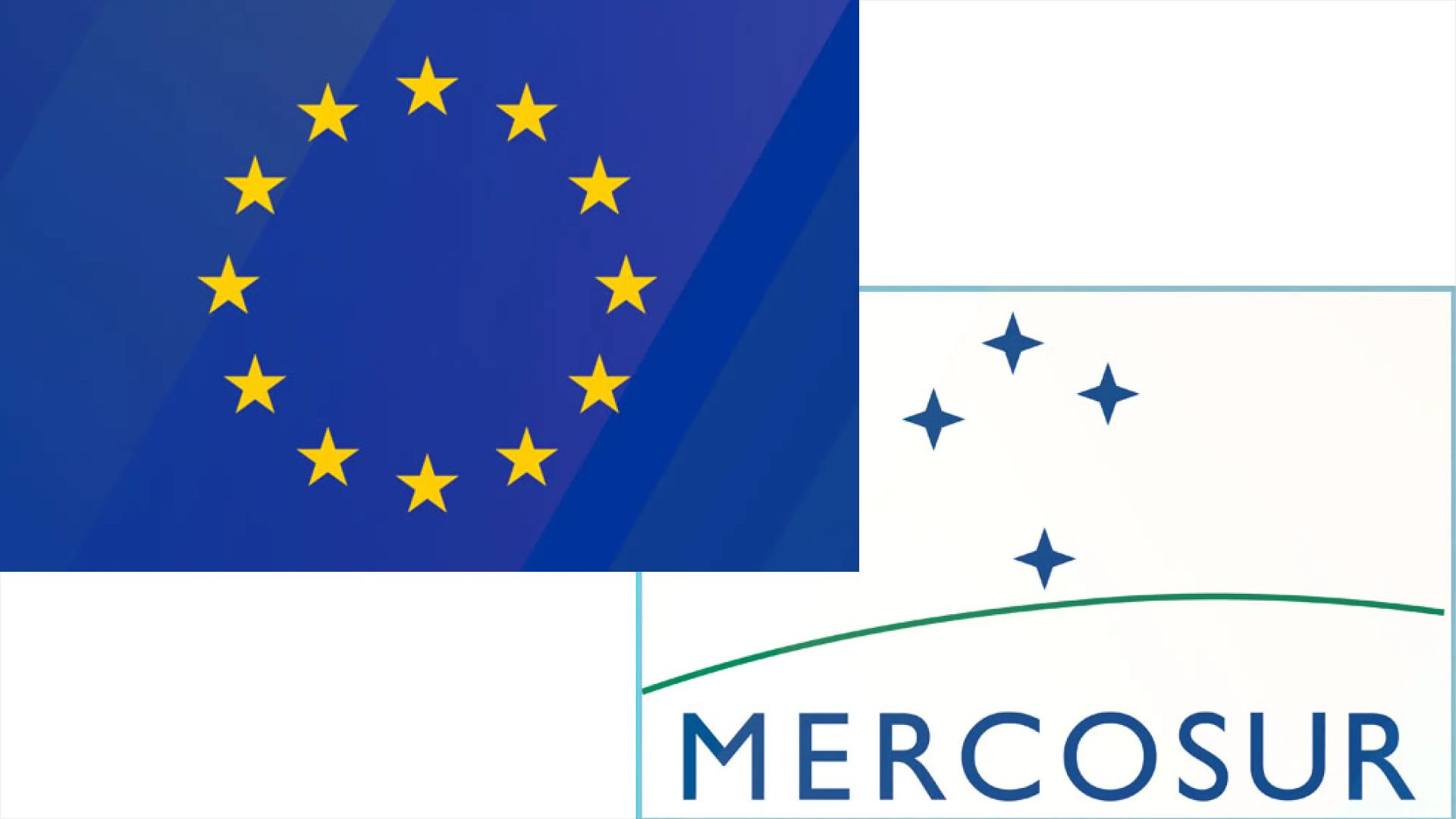 The emblems of the two economic blocs who seem set to sign a huge free-trade accord. /CGTN