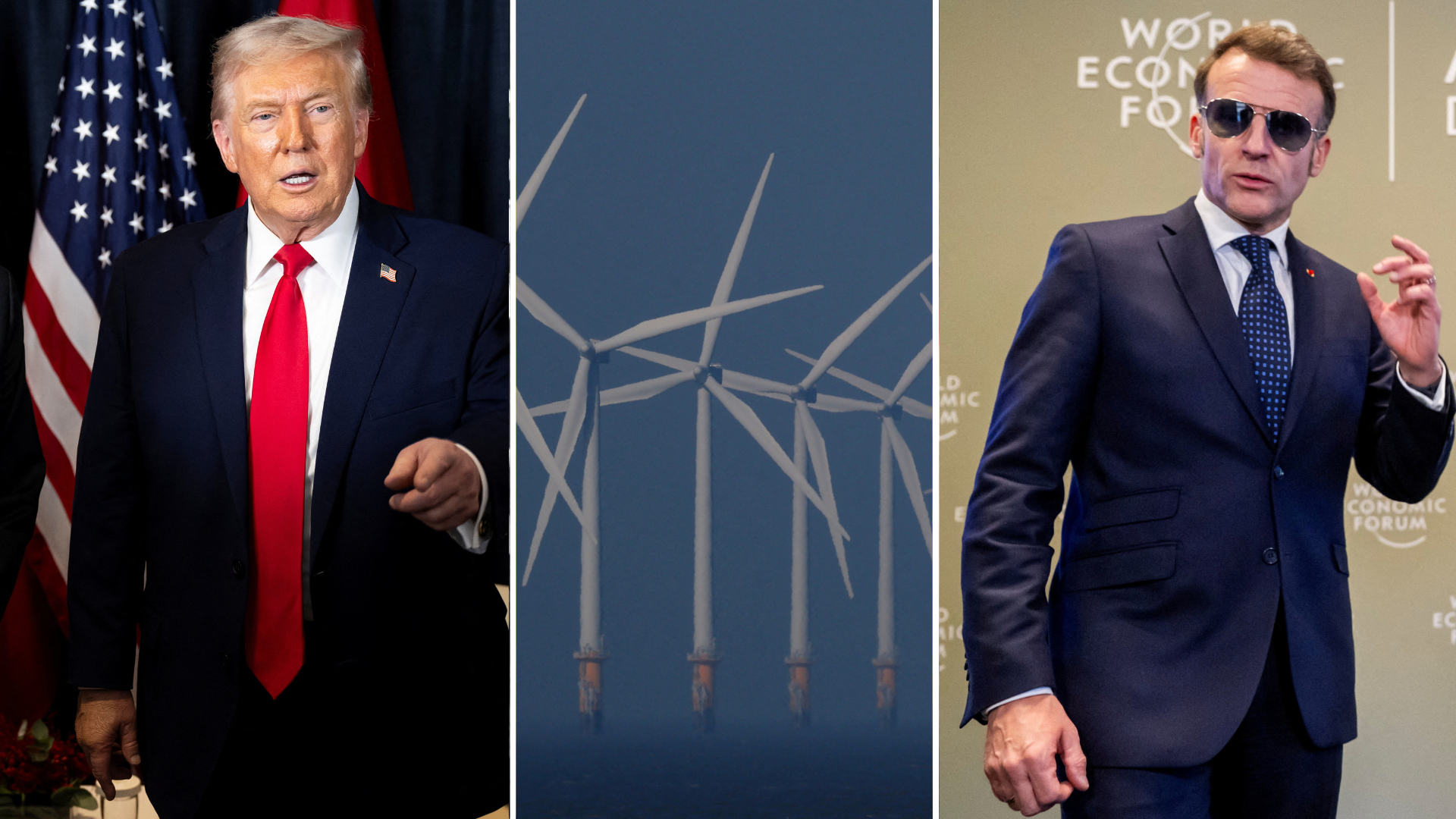 Trump tilted at windmills and Macron in Wednesday's speech at Davos. /Laurent Gillieron/Reuters