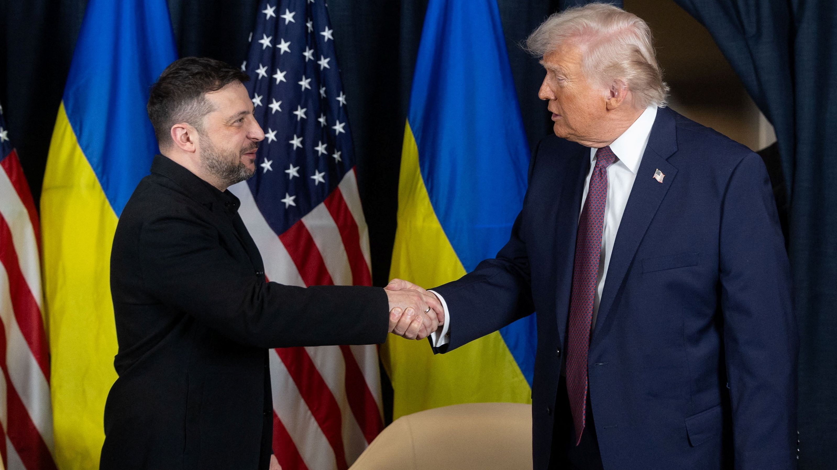 Volodymyr Zelenskyy and Donald Trump meet in Davos, Switzerland. /Ukrainian Presidential Press Service/Reuters
