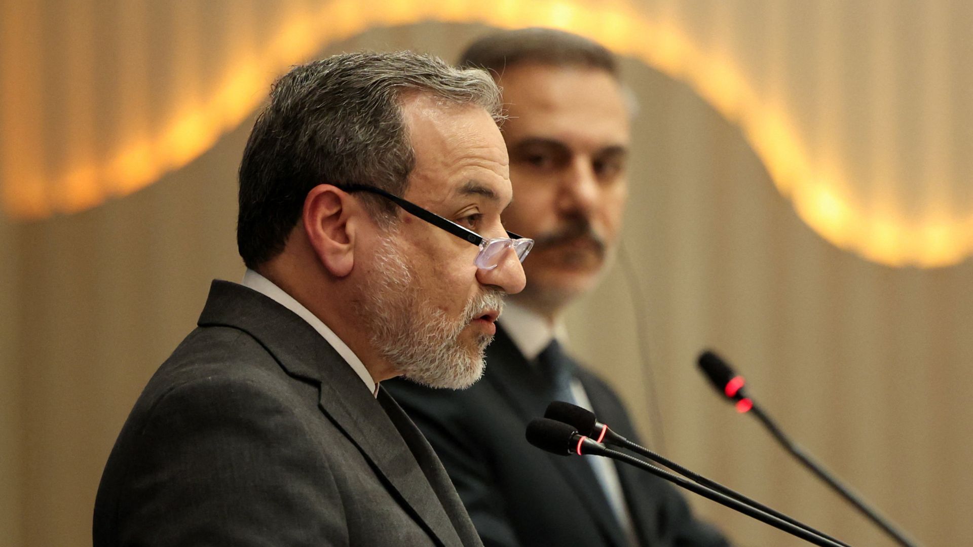 Iranian Foreign Minister Abbas Araqchi, shown during a press conference with Turkish counterpart Hakan Fidan last week, is expected to meet US envoy Steve Witkoff. /Dilara Senkaya/Reuters
