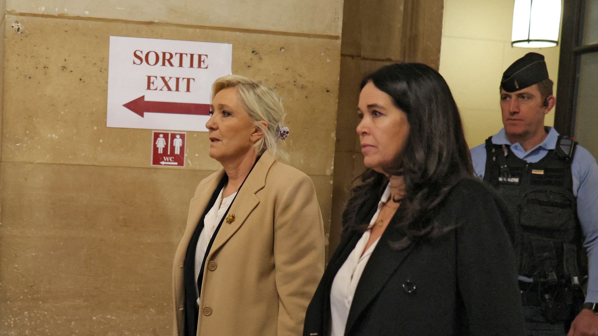 Exit ahead? Marine Le Pen's long political career could be over if she fails to overturn the verdicts against her. / Thomas Samson/AFP
