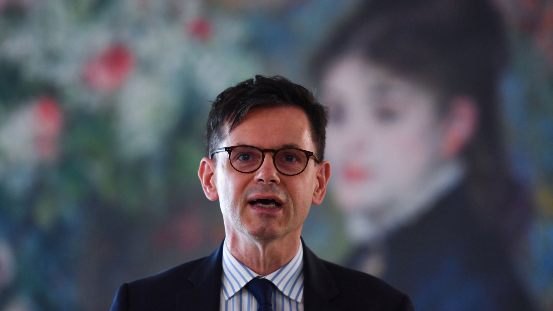 New Louvre boss Christophe Leribault speaking at the Louvre Museum Abu Dhabi in the Gulf emirate in 2022. /Ryan Lim/AFP