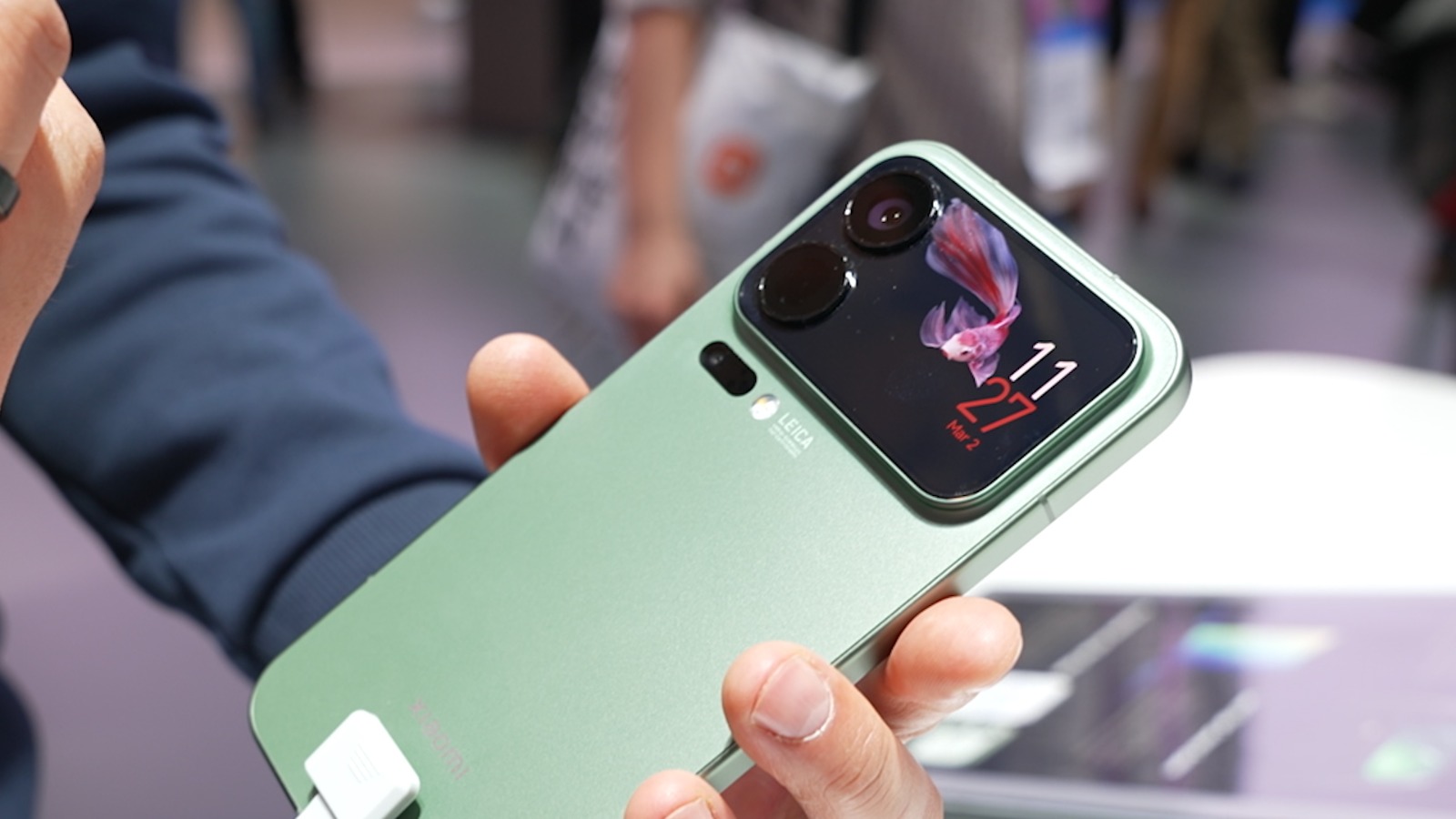 The Xiaomi 17 Pro Max has a display on its back with moving video motion graphics. /CGTN