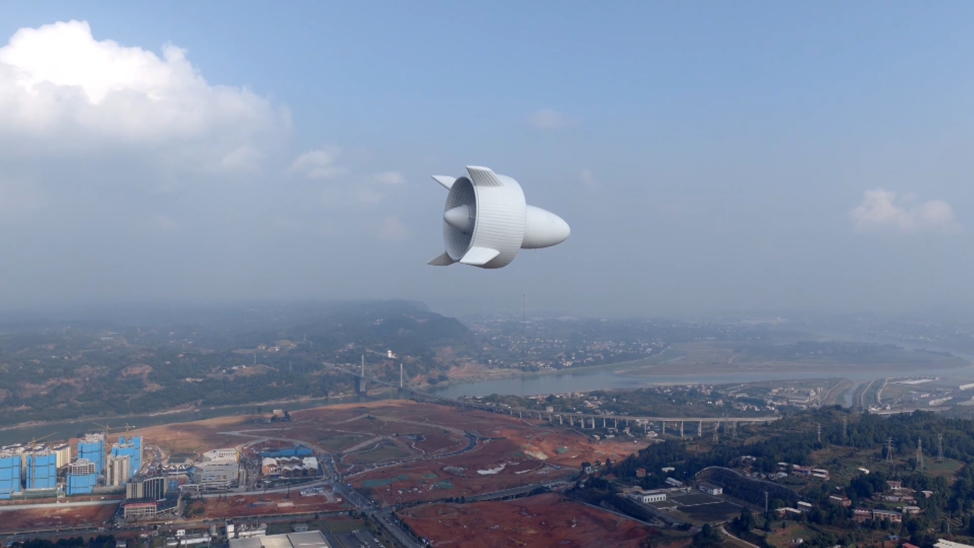 Chinese experts are testing floating turbines, to harness higher speeds higher up. /CGTN 