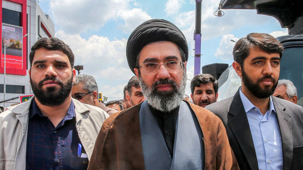 Mojtaba Khamenei (C), pictured here in 2019, is 